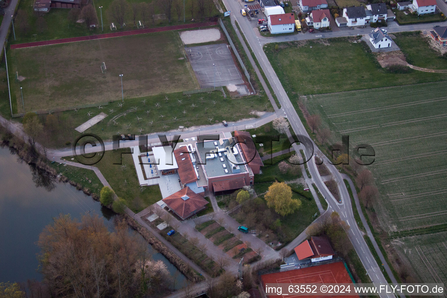 Bird's eye view of Leimersheim in the state Rhineland-Palatinate, Germany