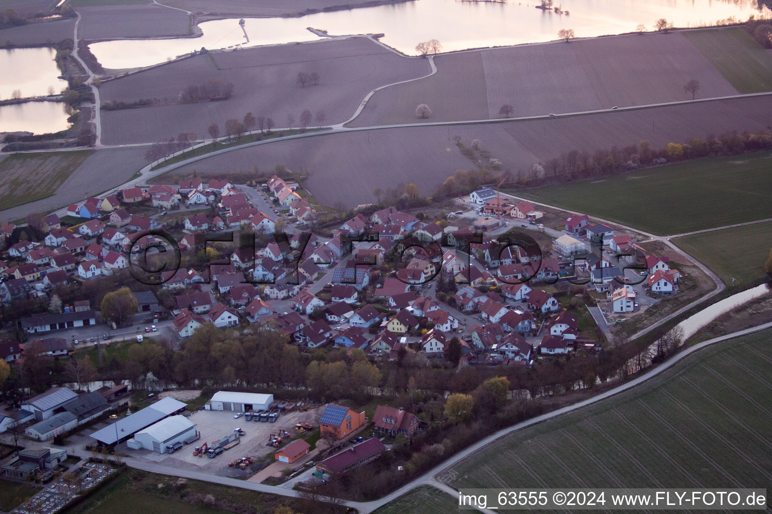 Bird's eye view of Leimersheim in the state Rhineland-Palatinate, Germany