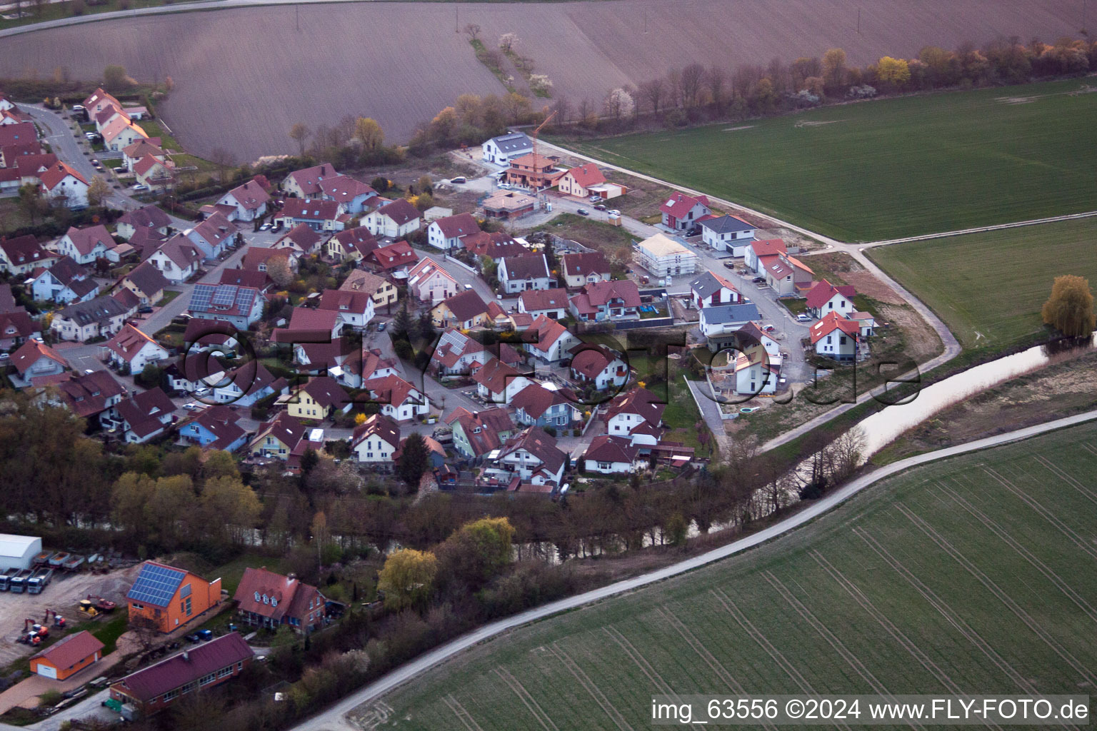 Drone recording of Leimersheim in the state Rhineland-Palatinate, Germany