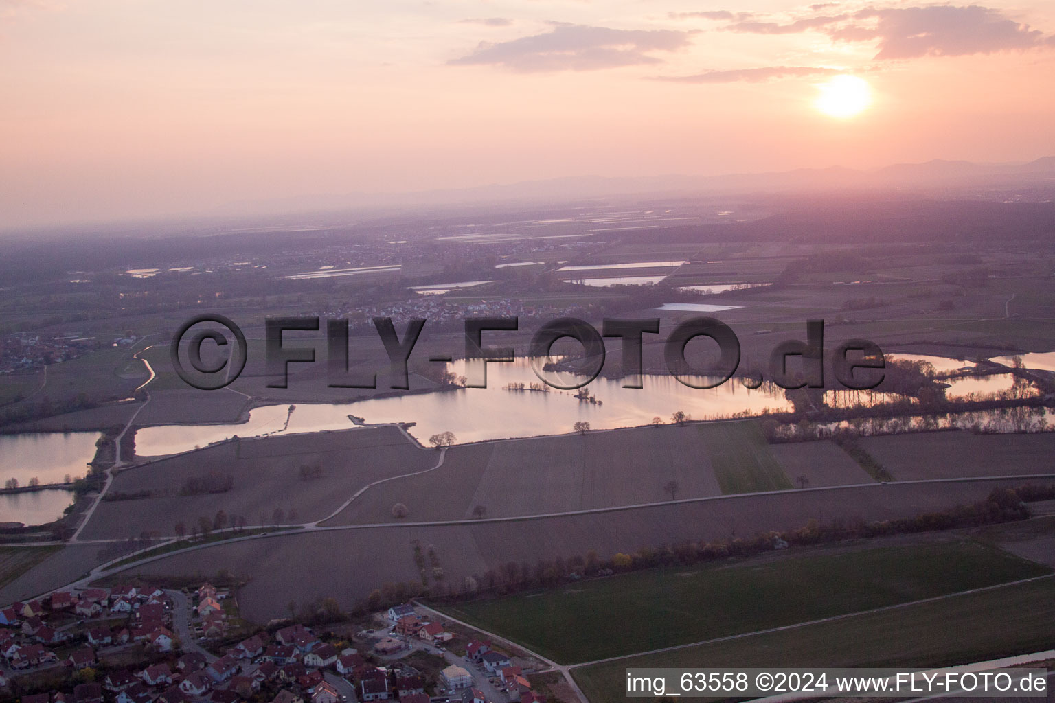 Drone image of Leimersheim in the state Rhineland-Palatinate, Germany