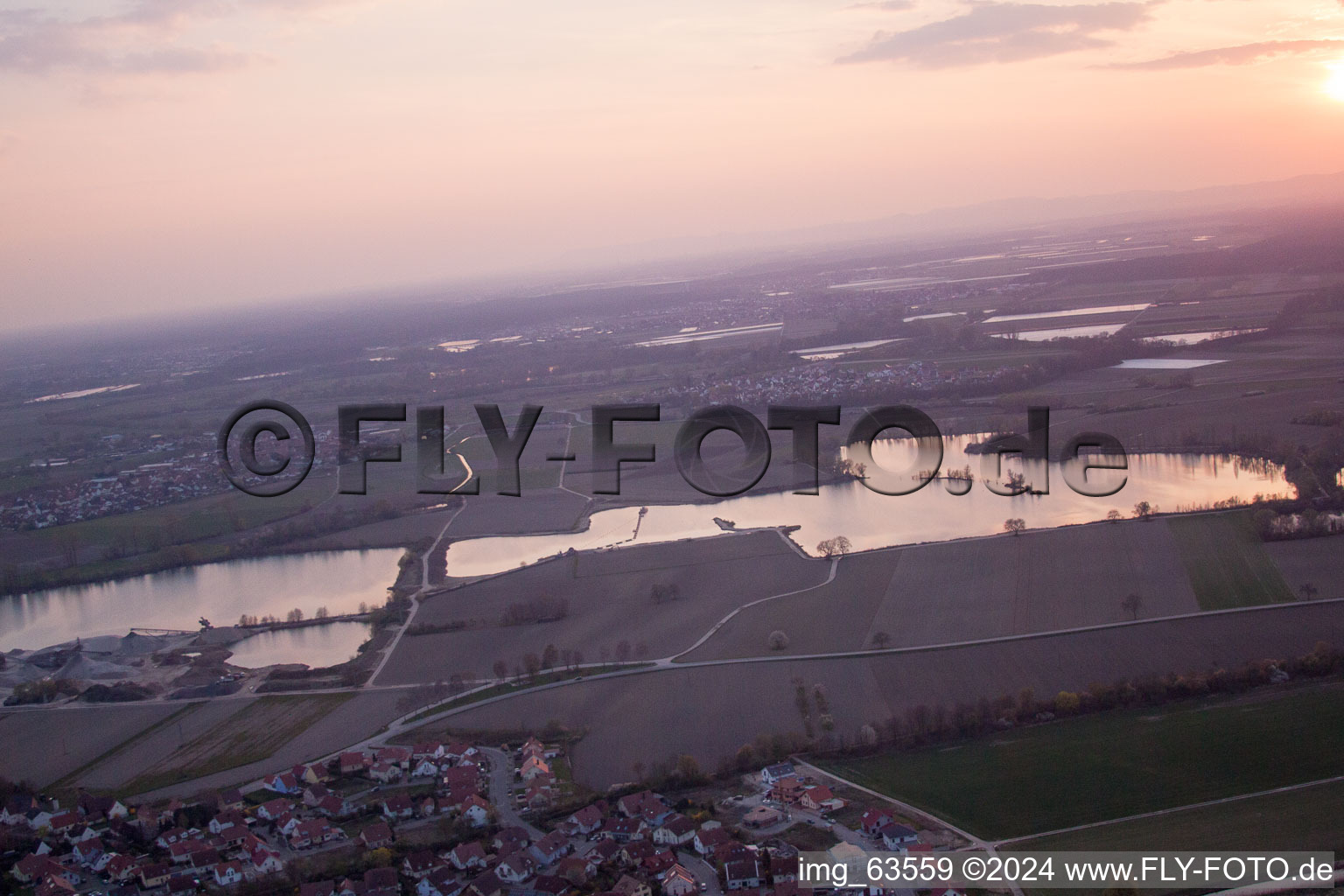 Drone image of Leimersheim in the state Rhineland-Palatinate, Germany