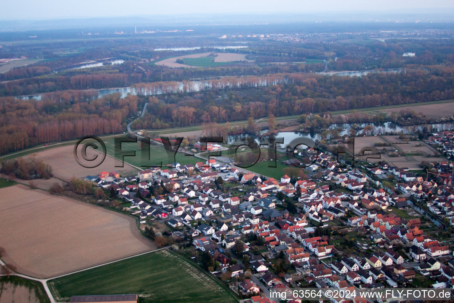 Leimersheim in the state Rhineland-Palatinate, Germany seen from a drone