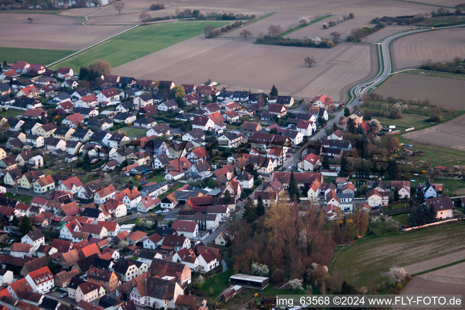 Aerial view of Leimersheim in the state Rhineland-Palatinate, Germany