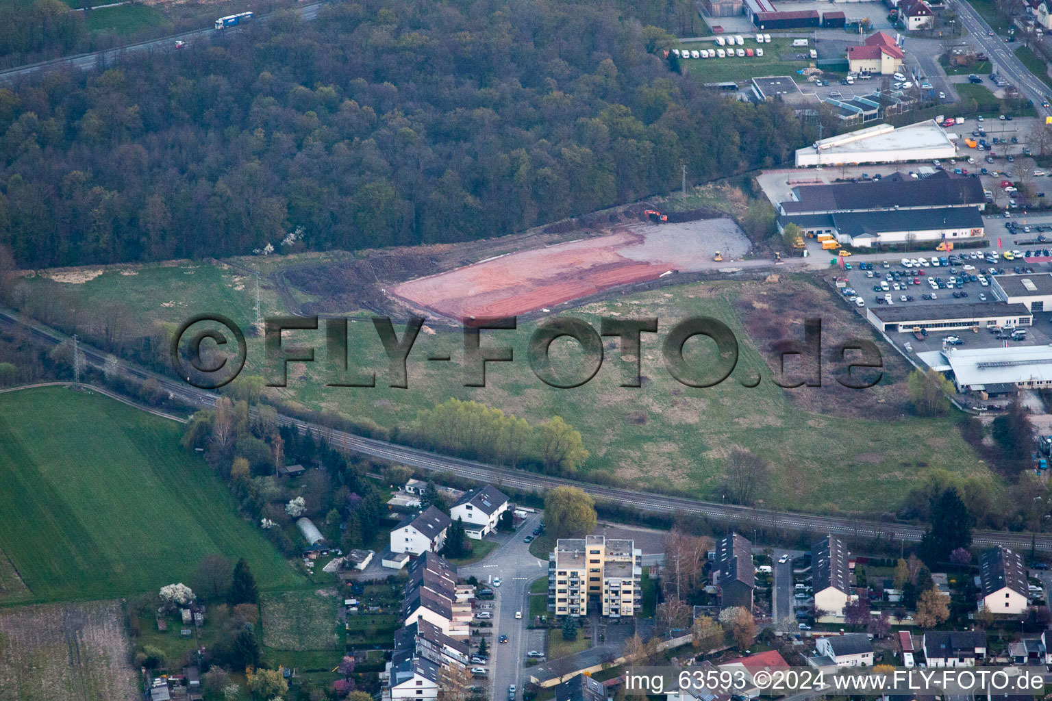 Drone recording of Edeka new building in Kandel in the state Rhineland-Palatinate, Germany