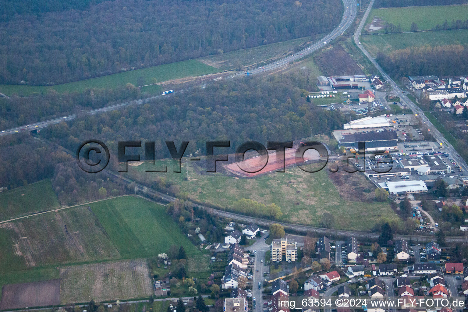 Drone image of Edeka new building in Kandel in the state Rhineland-Palatinate, Germany