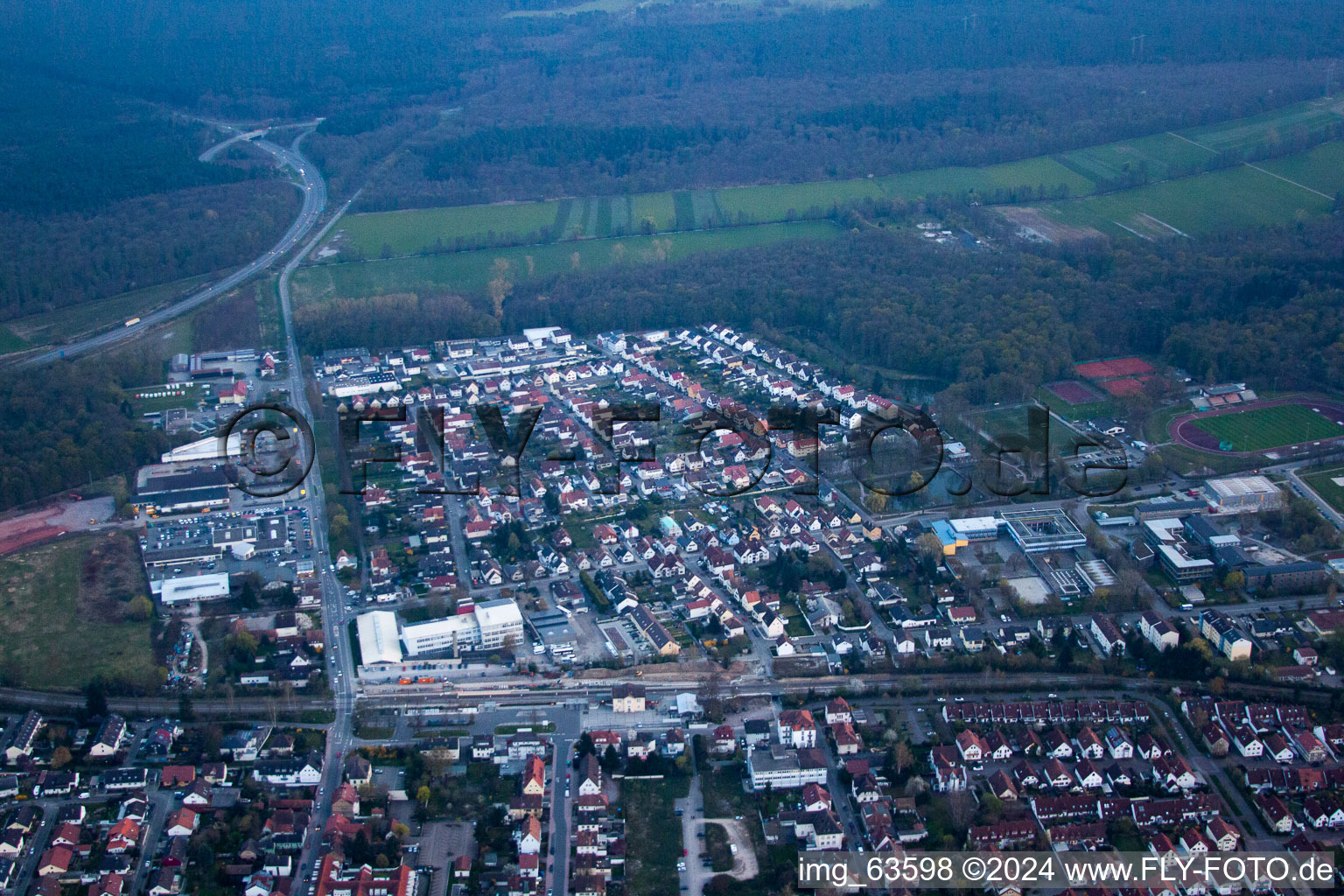 Kandel in the state Rhineland-Palatinate, Germany from a drone