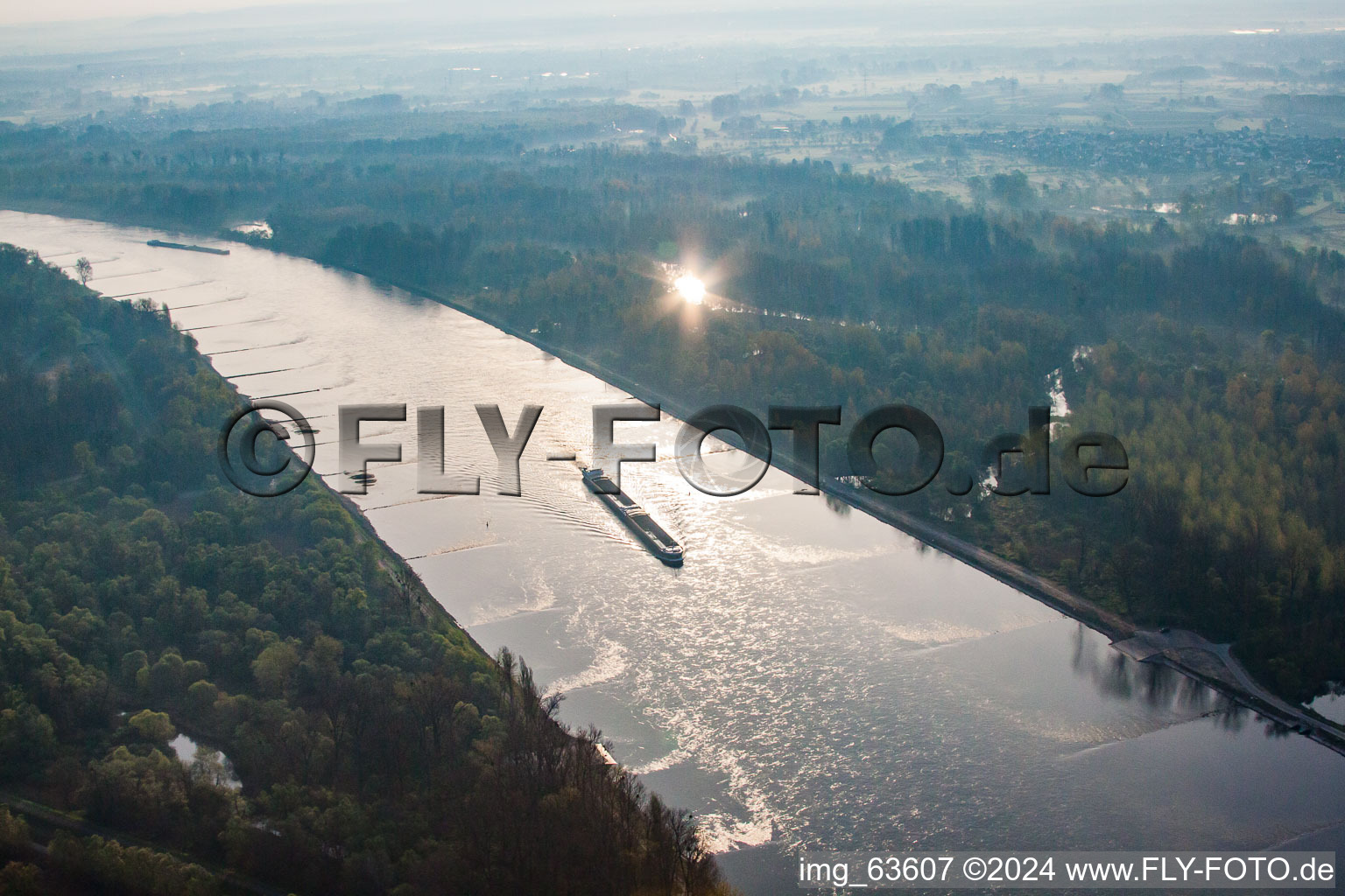 Rhine near Neuburgweier in Au am Rhein in the state Baden-Wuerttemberg, Germany