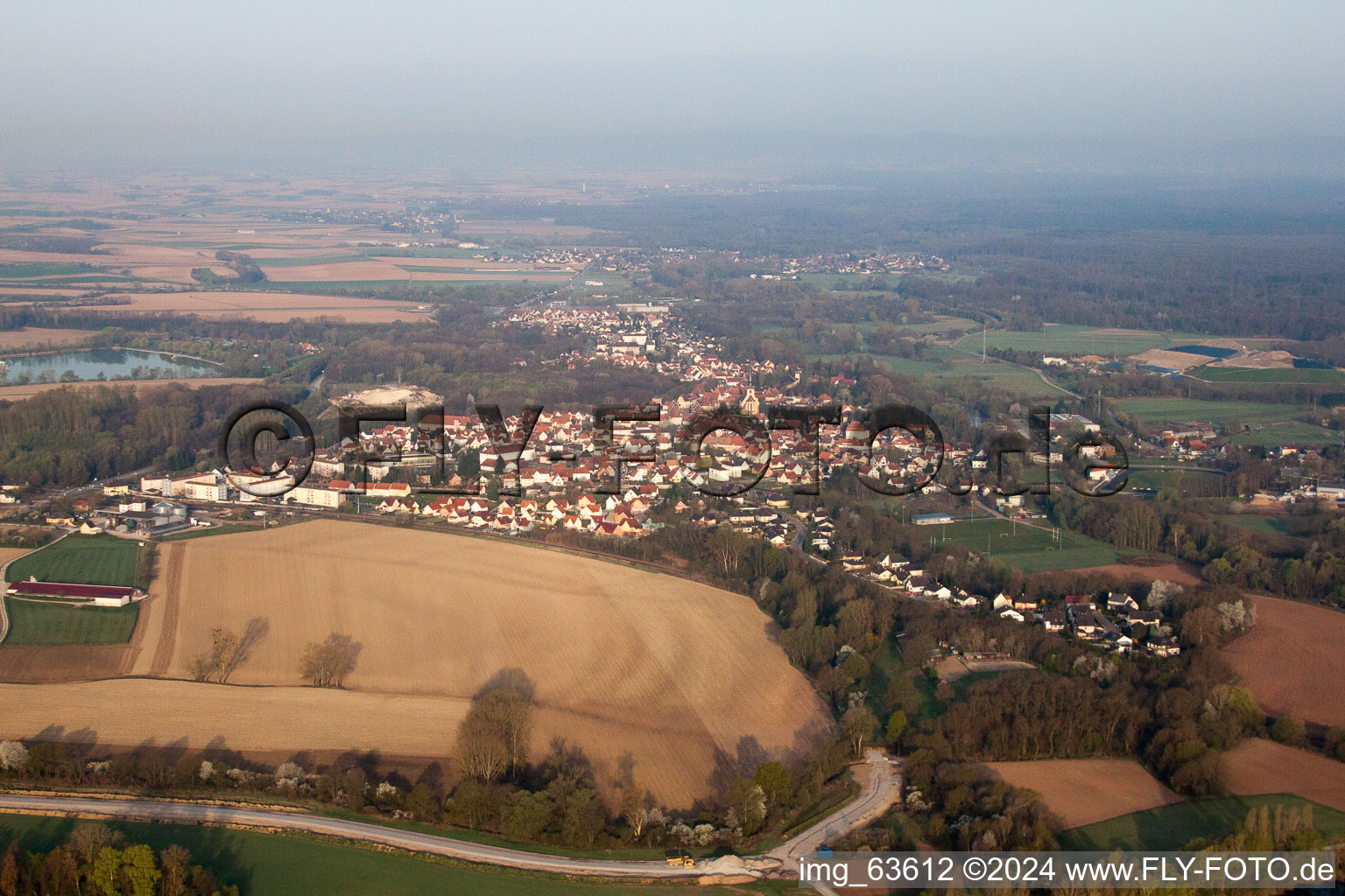 Aerial photograpy of Lauterbourg in the state Bas-Rhin, France