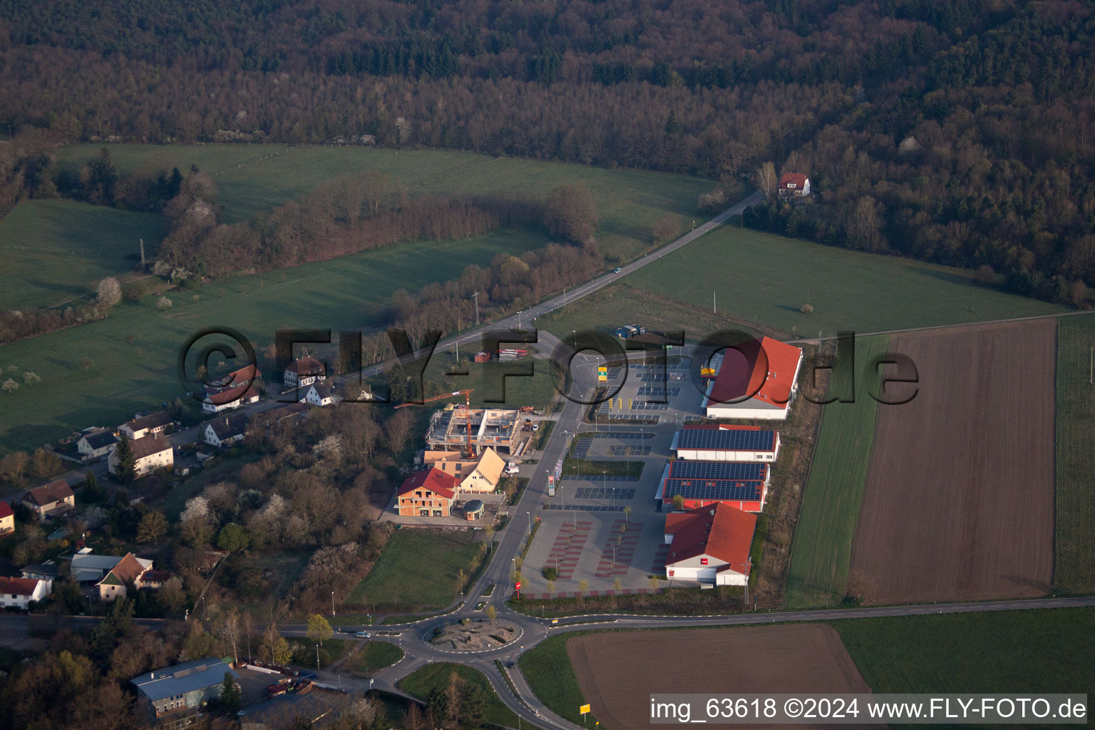 Aerial view of District Neulauterburg in Berg in the state Rhineland-Palatinate, Germany