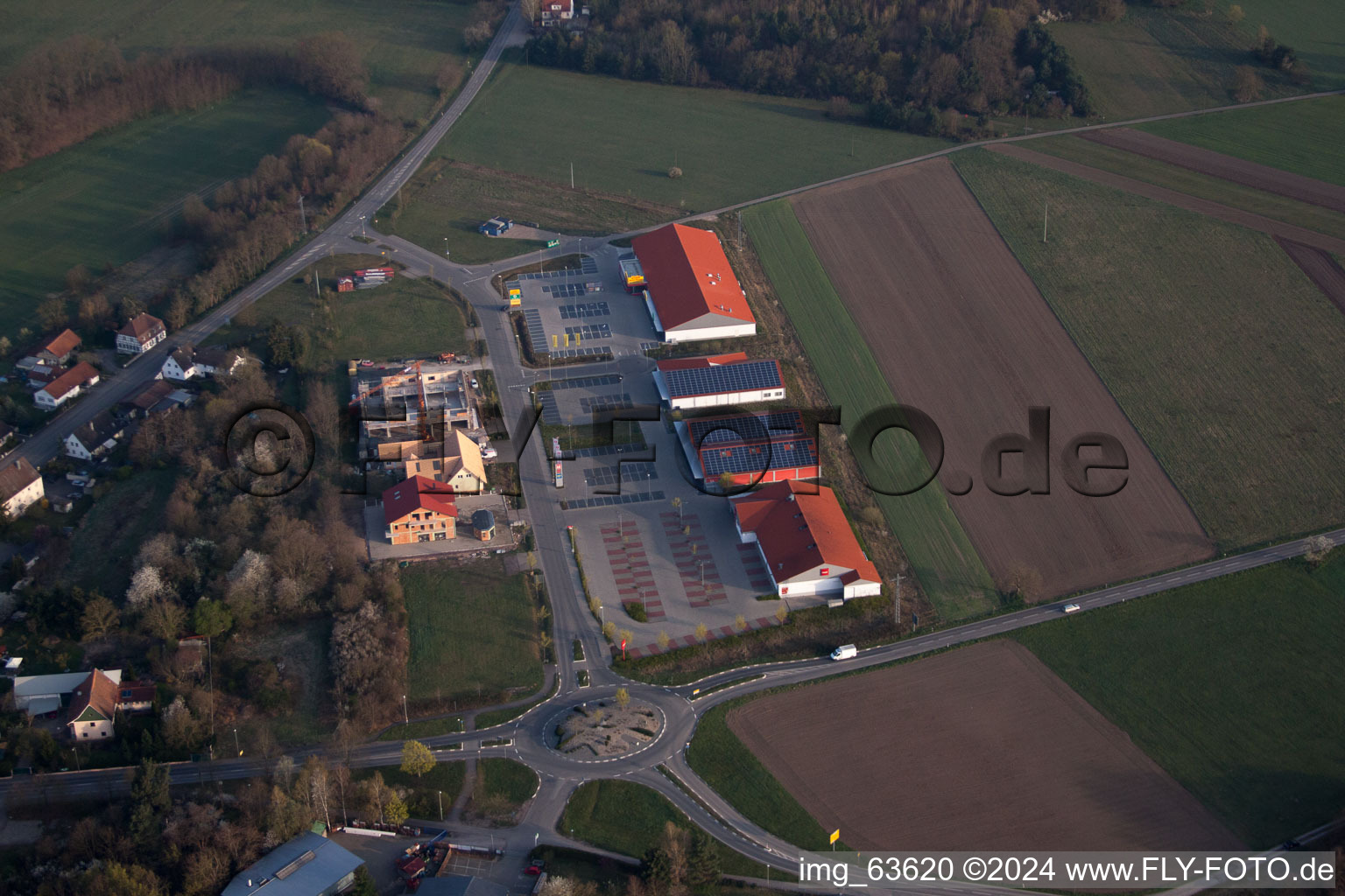 Oblique view of Neulauterburg in the state Rhineland-Palatinate, Germany