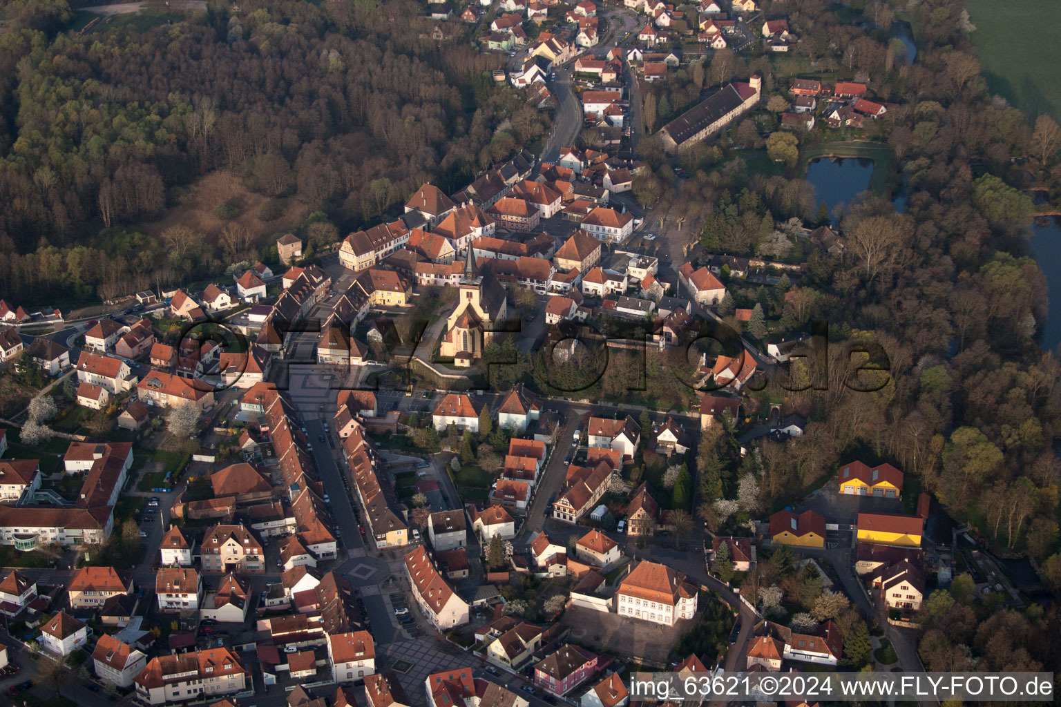 Lauterbourg in the state Bas-Rhin, France from above