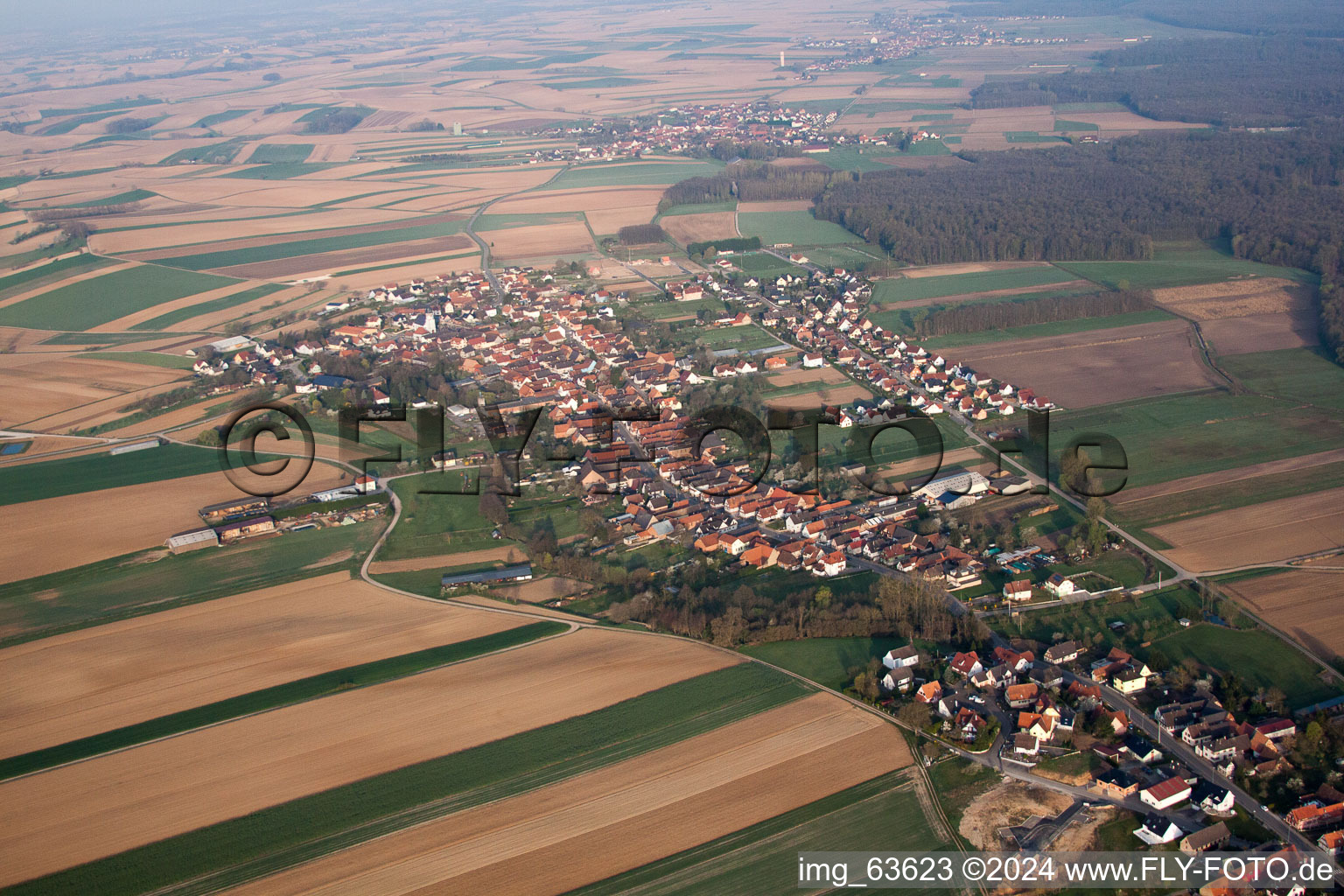 Drone recording of Niederlauterbach in the state Bas-Rhin, France