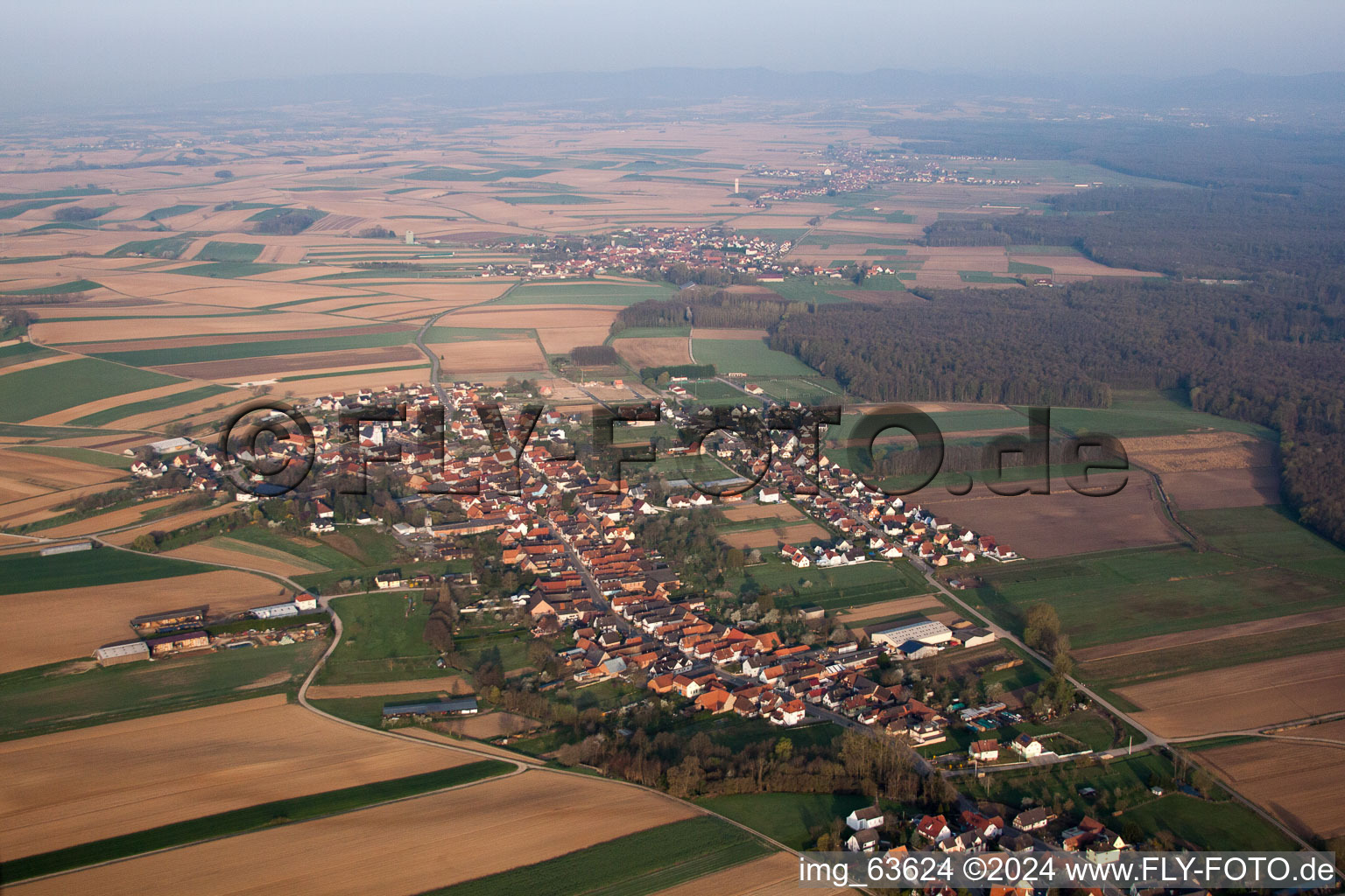 Drone image of Niederlauterbach in the state Bas-Rhin, France