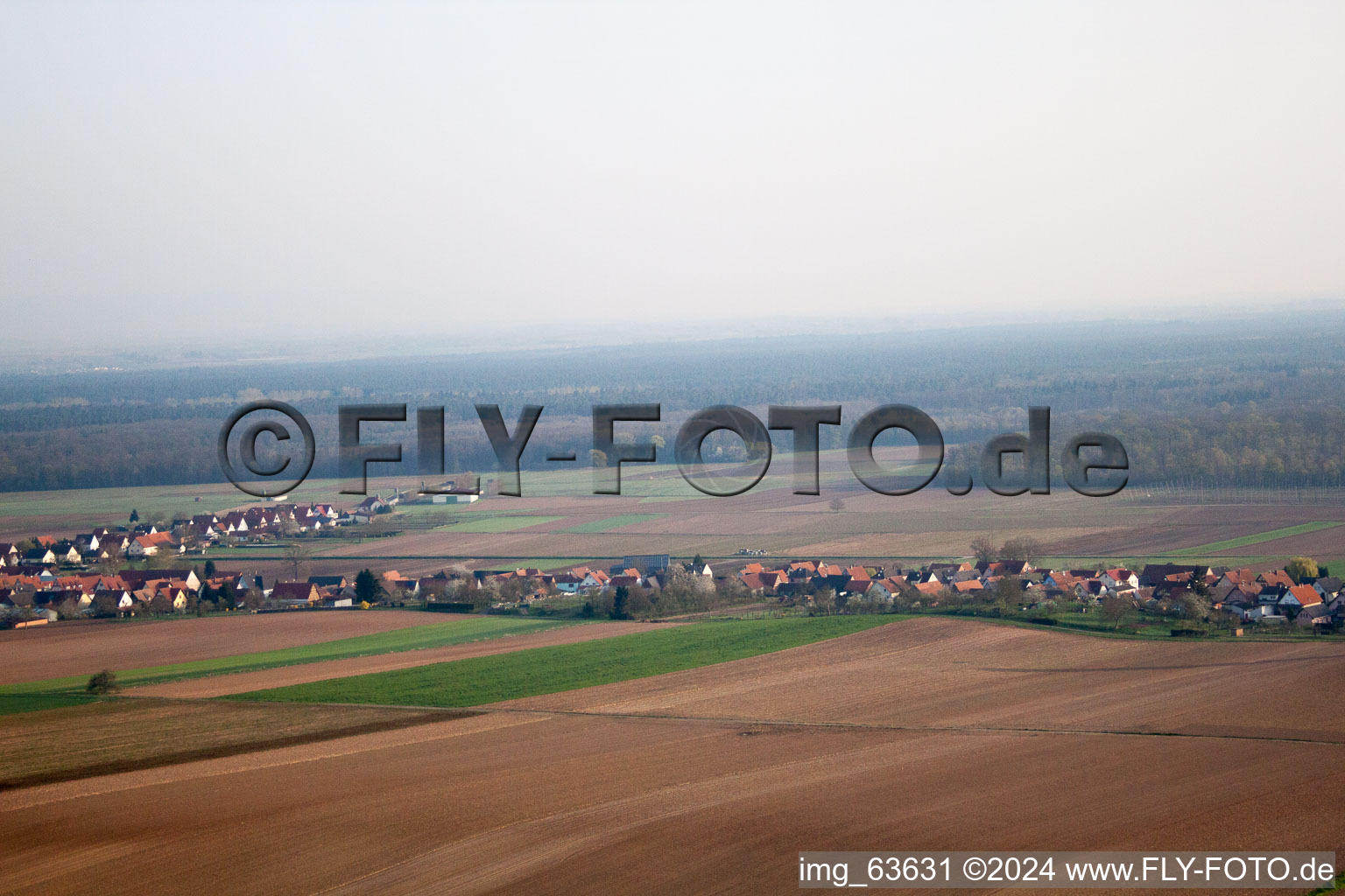 Schleithal in the state Bas-Rhin, France from a drone