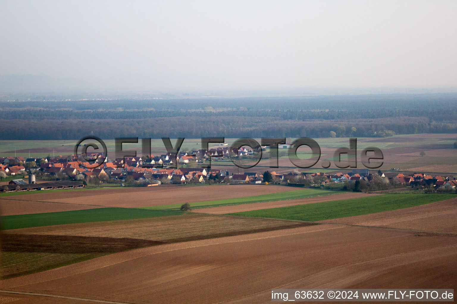 Schleithal in the state Bas-Rhin, France seen from a drone