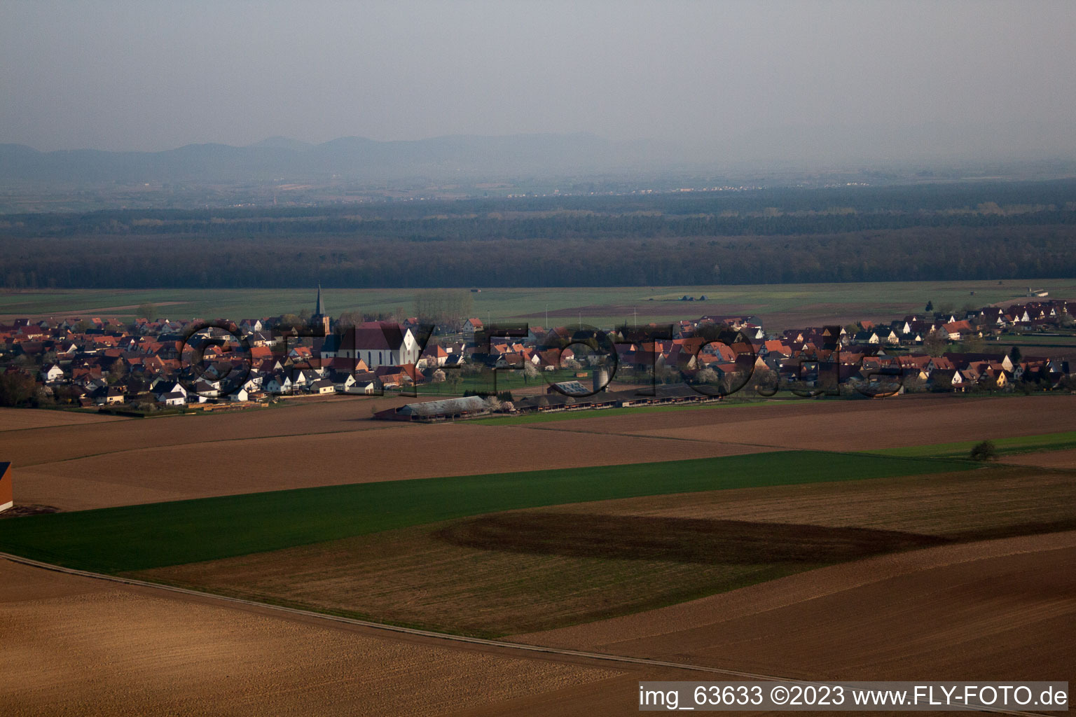Aerial view of Schleithal in the state Bas-Rhin, France