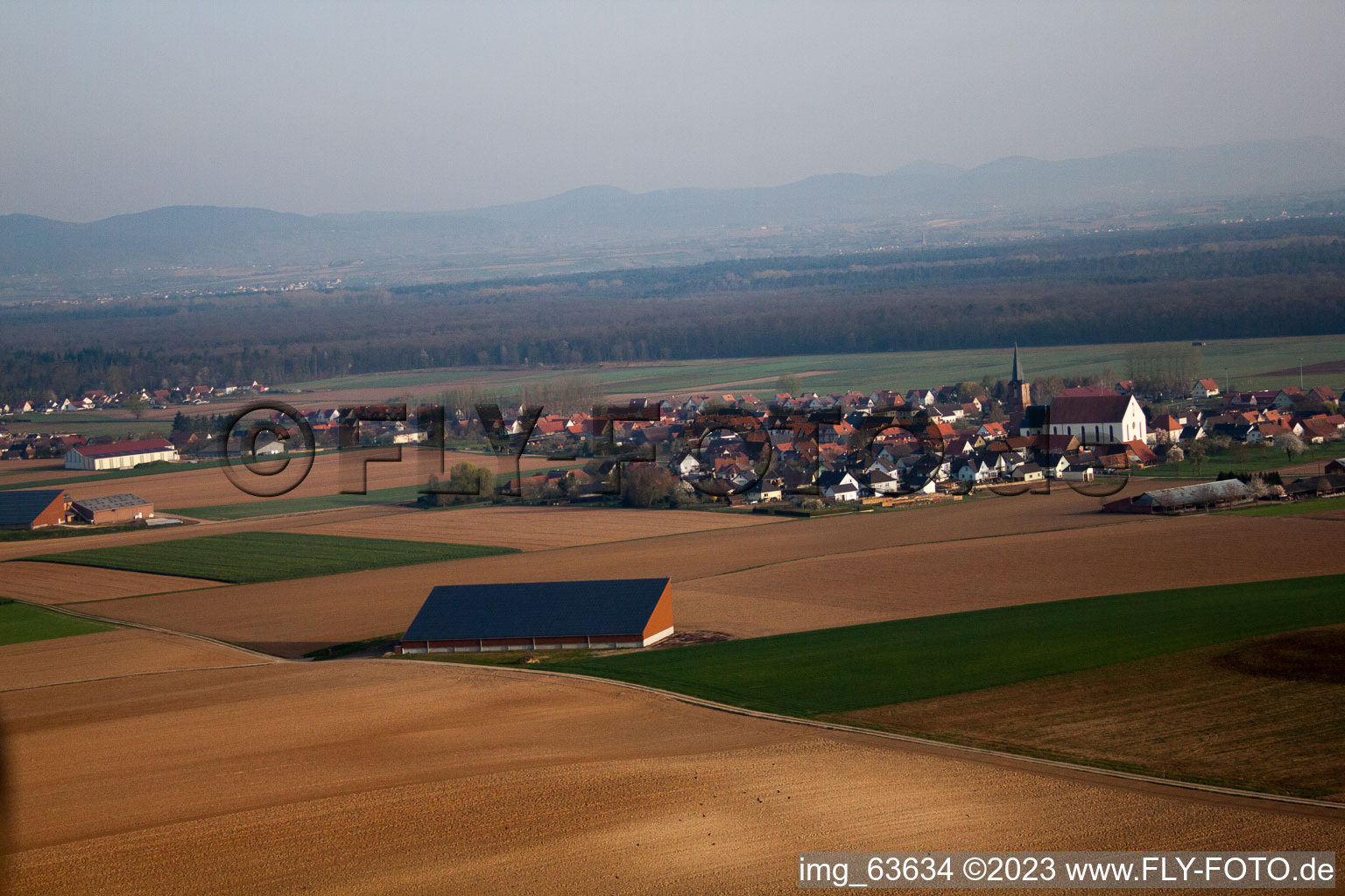 Aerial photograpy of Schleithal in the state Bas-Rhin, France