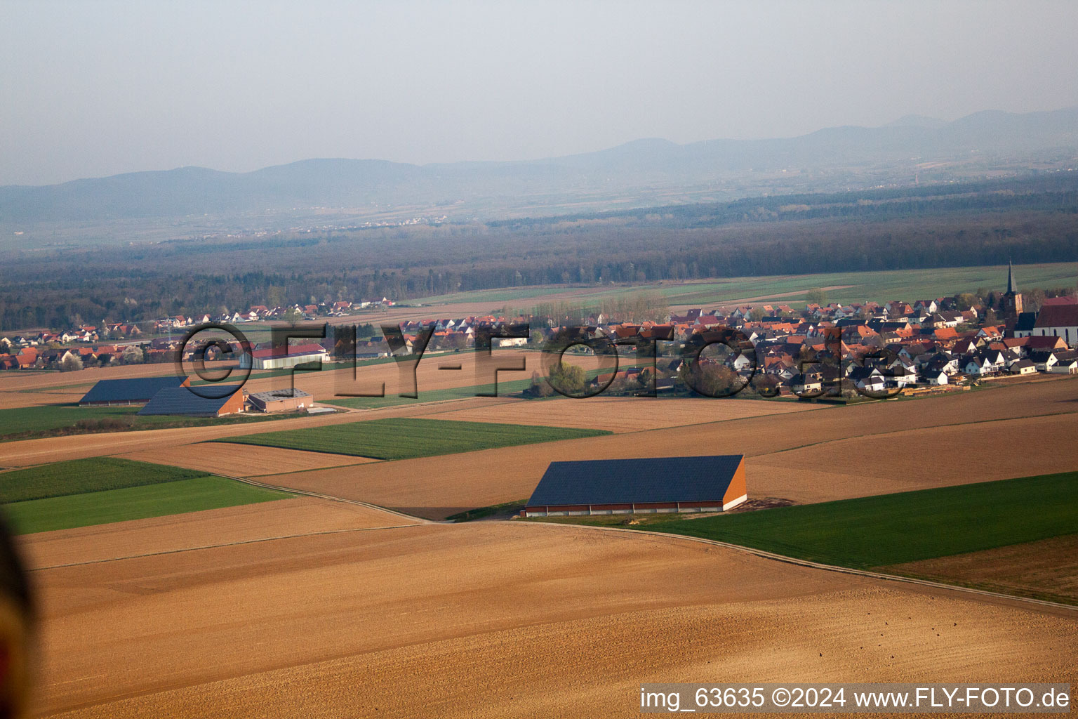 Oblique view of Schleithal in the state Bas-Rhin, France