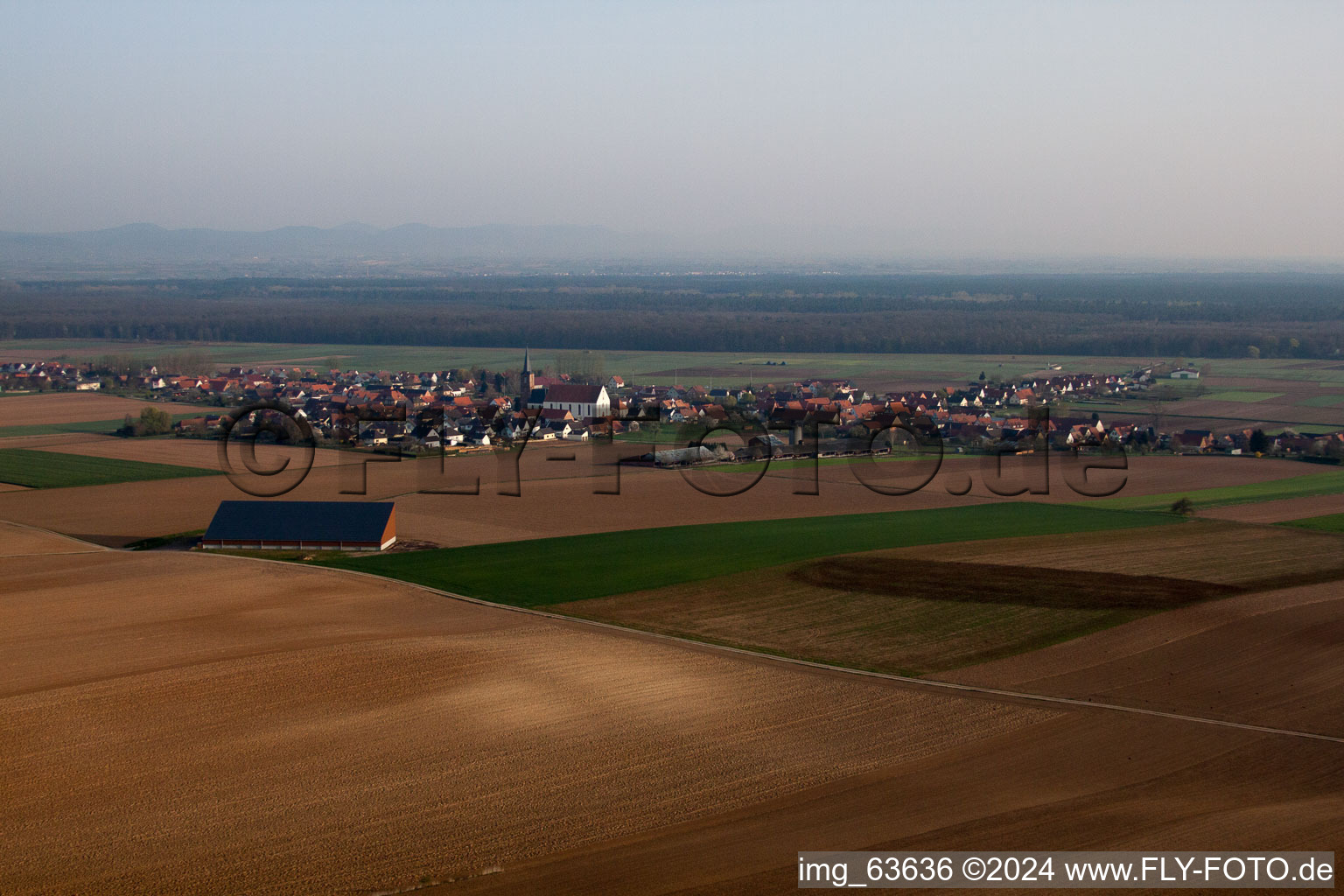 Schleithal in the state Bas-Rhin, France from above