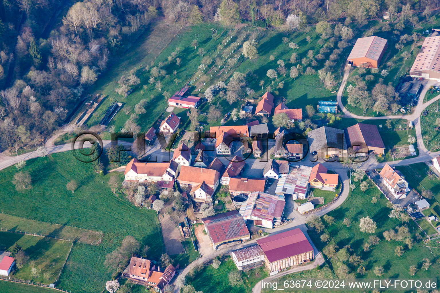 Bird's eye view of Lembach in the state Bas-Rhin, France