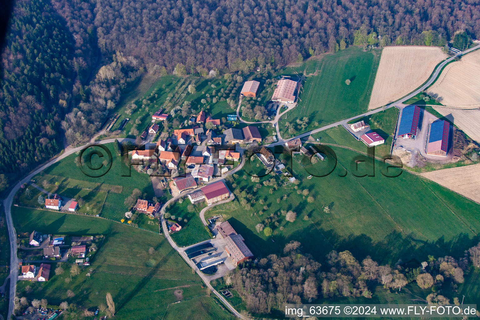 Lembach in the state Bas-Rhin, France viewn from the air