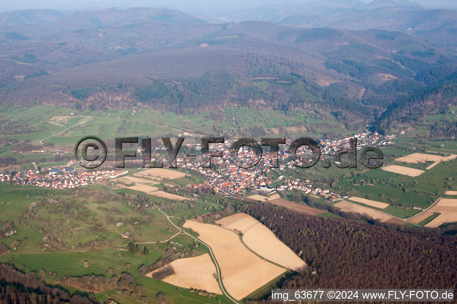 Bird's eye view of Lembach in the state Bas-Rhin, France