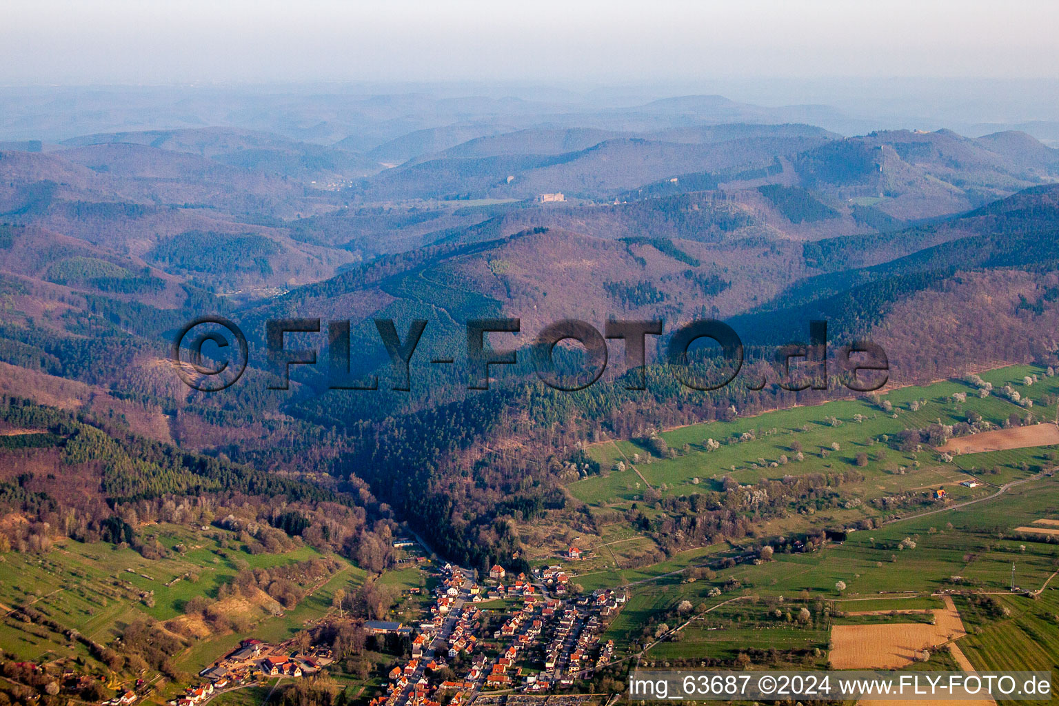 Lembach in the state Bas-Rhin, France from the drone perspective