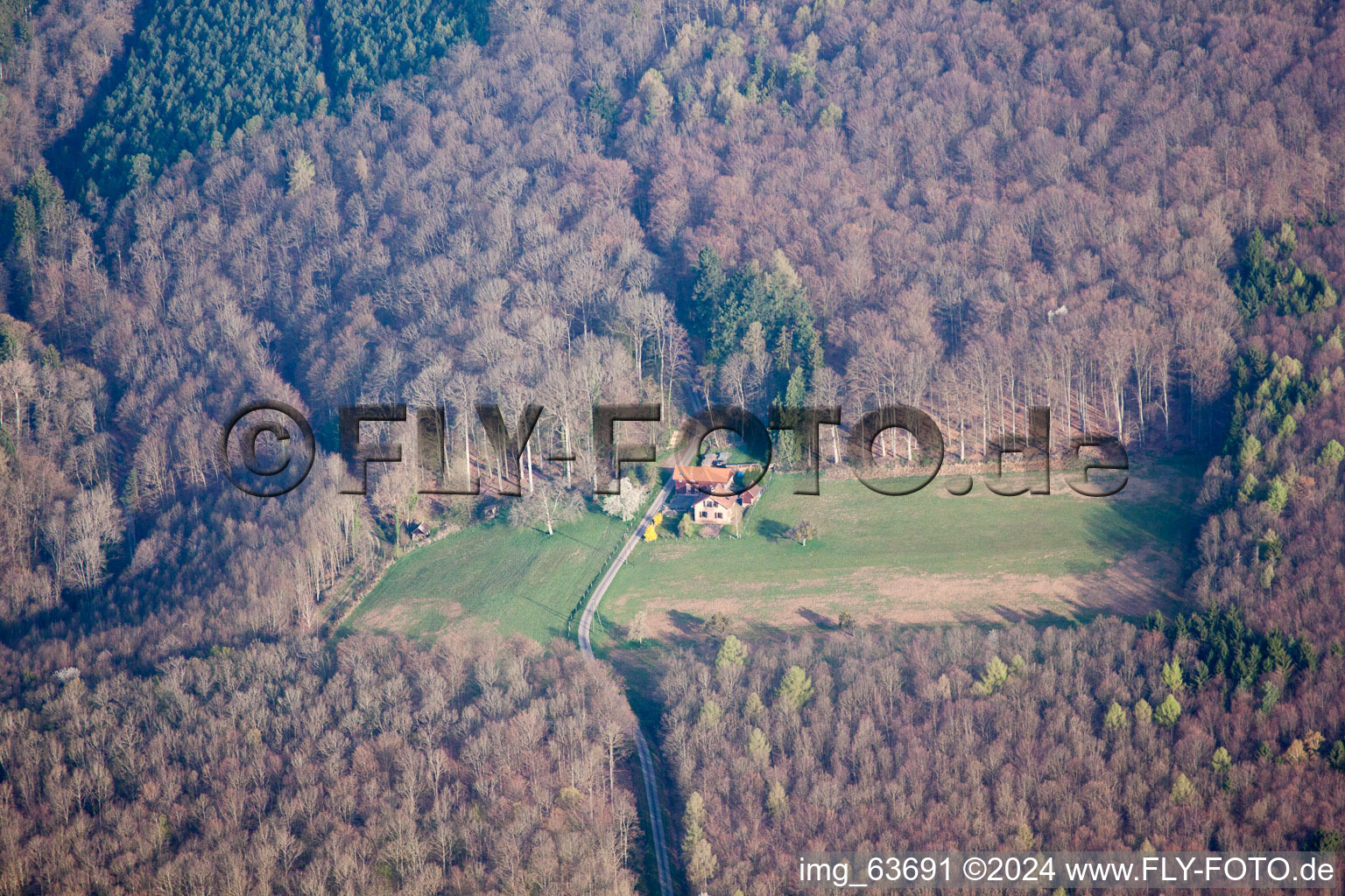 Langensoultzbach in the state Bas-Rhin, France viewn from the air