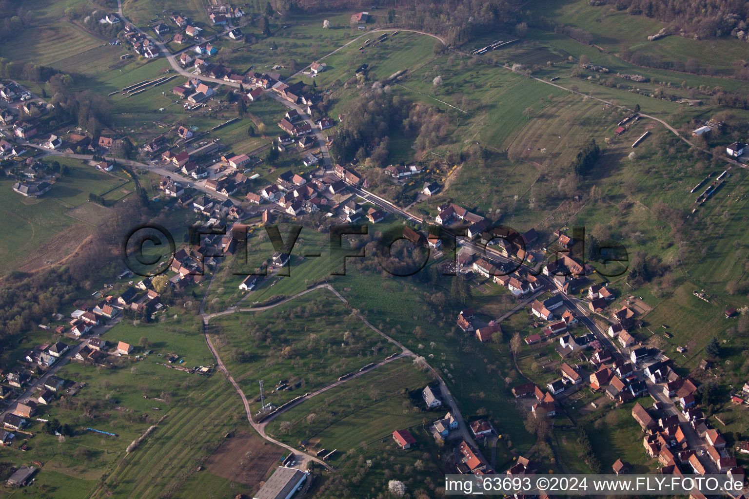 Drone recording of Langensoultzbach in the state Bas-Rhin, France