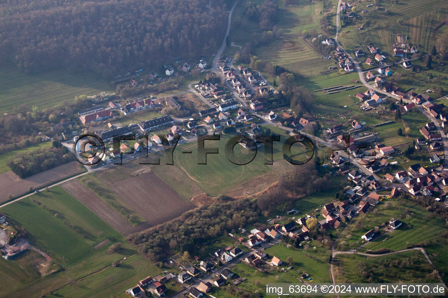 Drone image of Langensoultzbach in the state Bas-Rhin, France