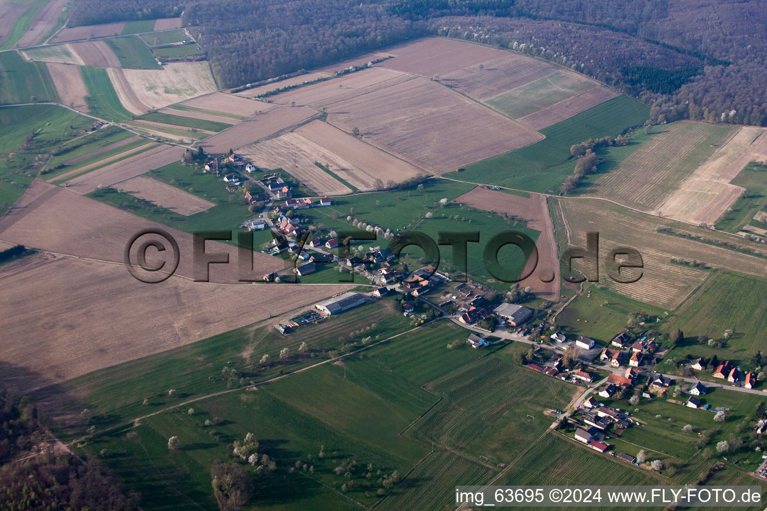 Langensoultzbach in the state Bas-Rhin, France from the drone perspective