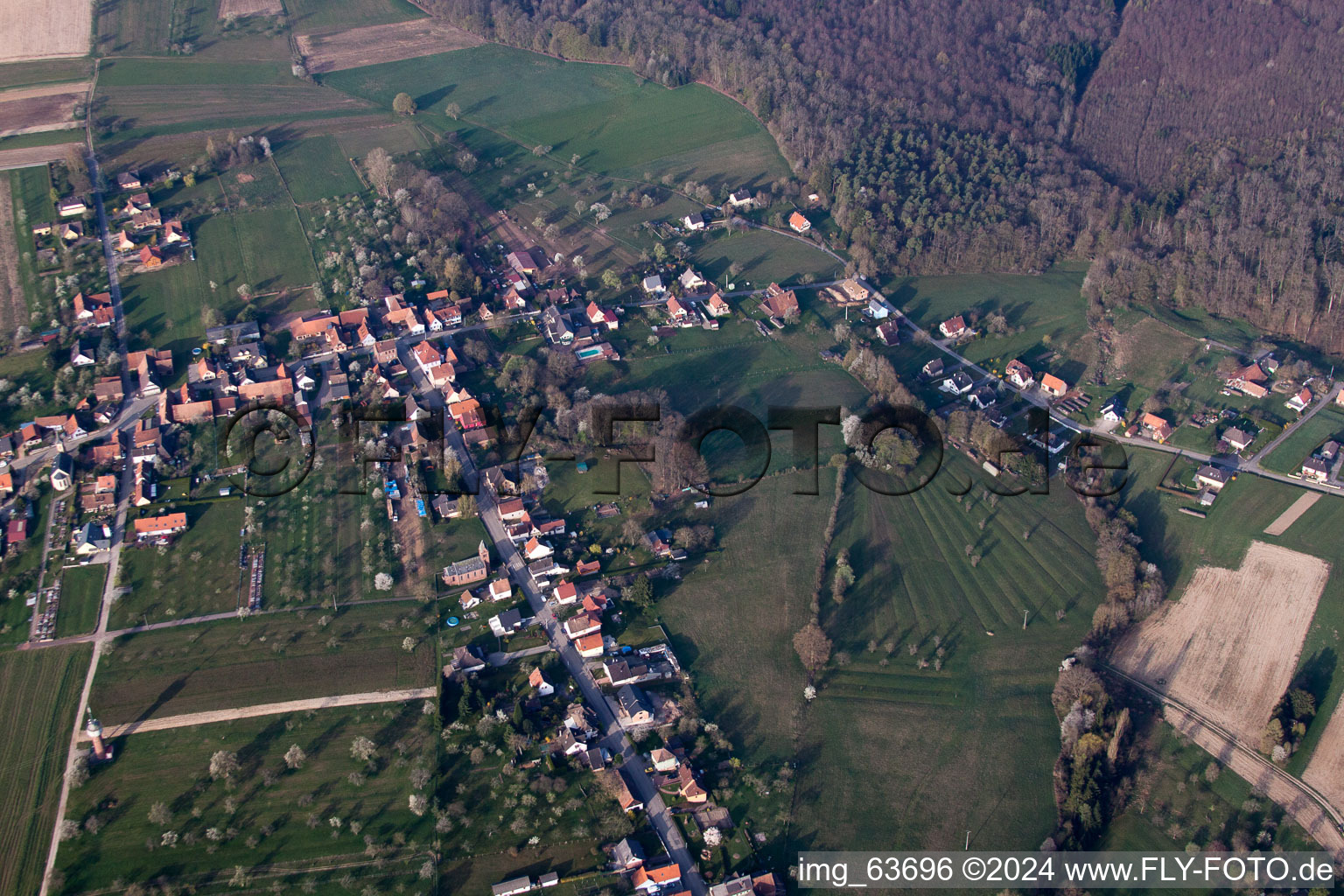 Langensoultzbach in the state Bas-Rhin, France from a drone