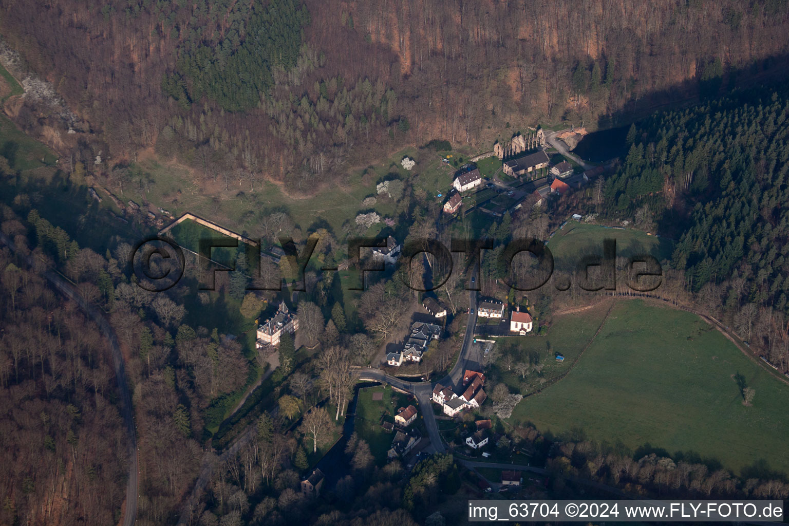 Nehwiller-près-Wœrth in the state Bas-Rhin, France from the drone perspective