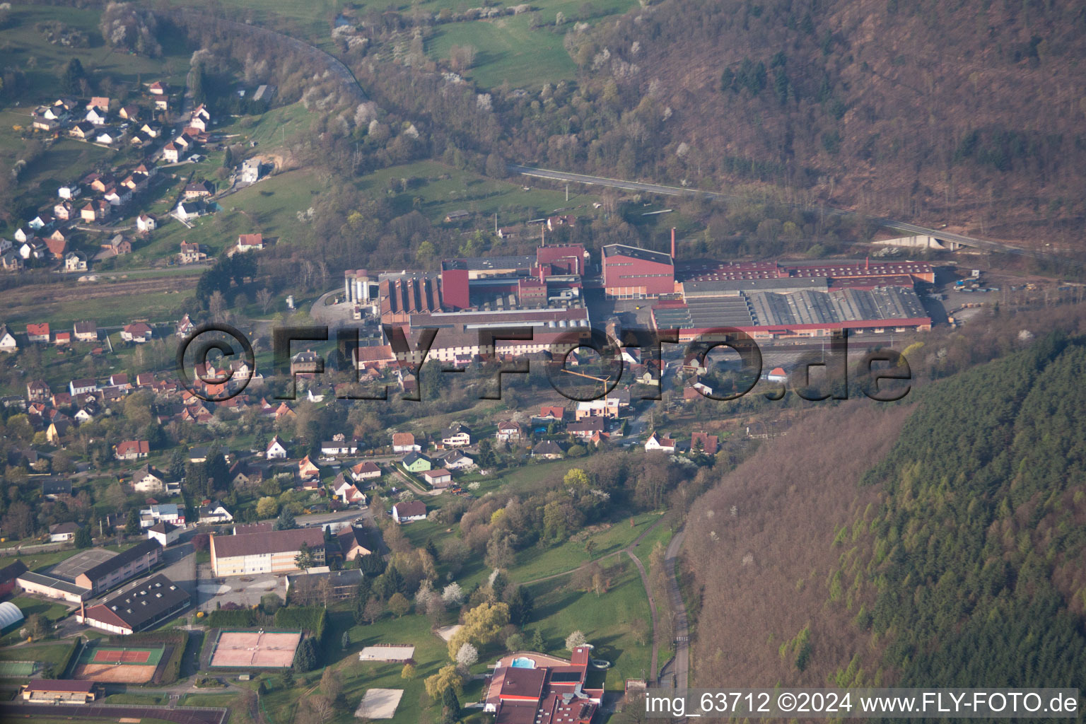 Niederbronn-les-Bains in the state Bas-Rhin, France seen from a drone