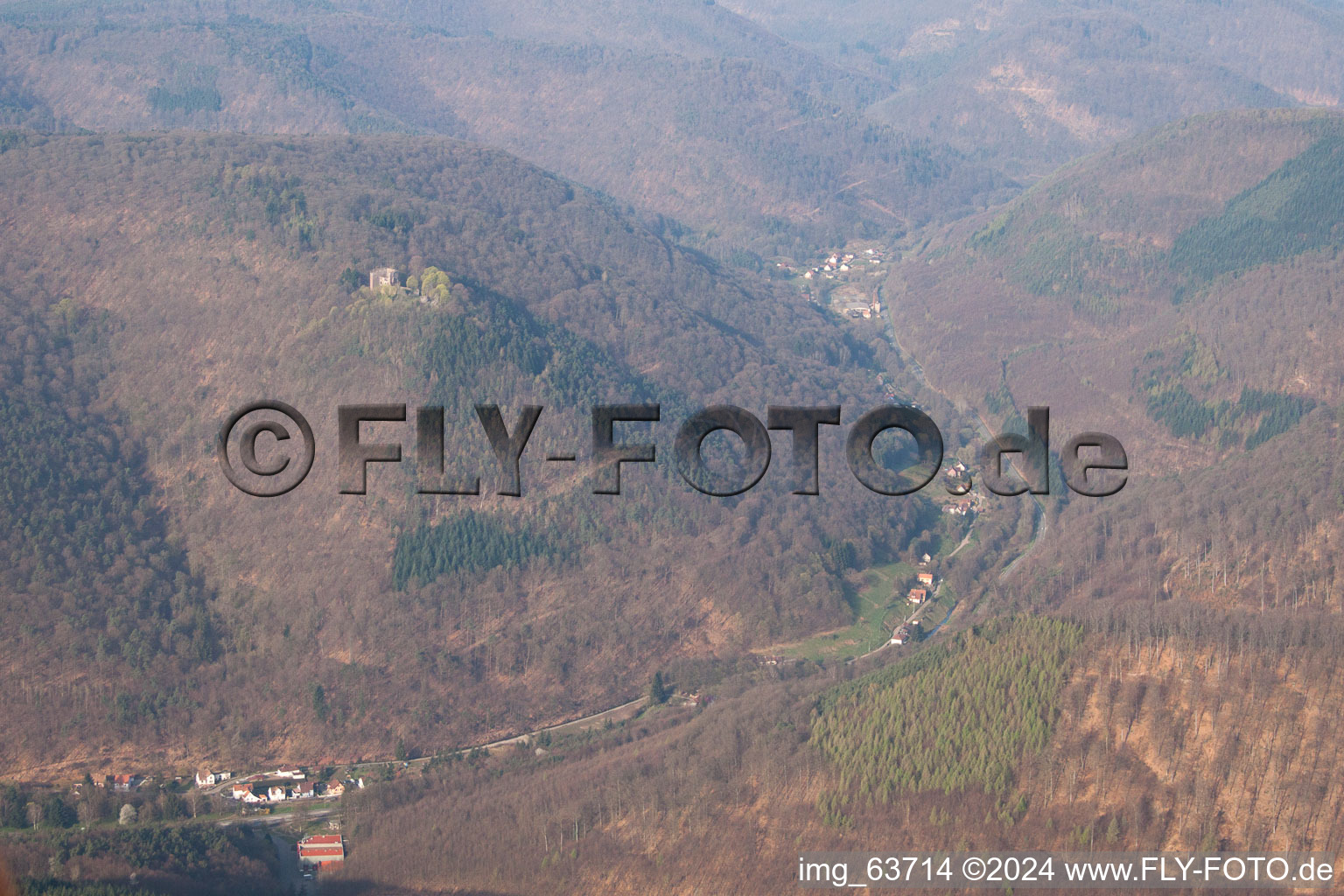 Aerial photograpy of Niederbronn-les-Bains in the state Bas-Rhin, France