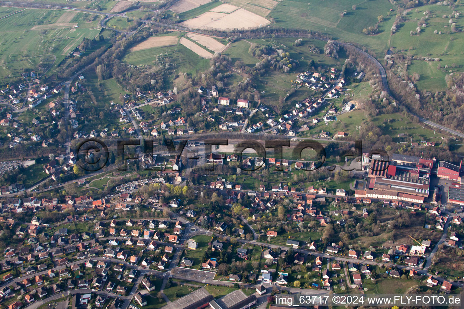 Oblique view of Niederbronn-les-Bains in the state Bas-Rhin, France