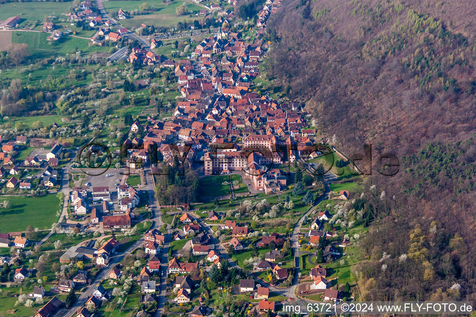 Town View of the streets and houses of the residential areas in Oberbronn in Grand Est, France