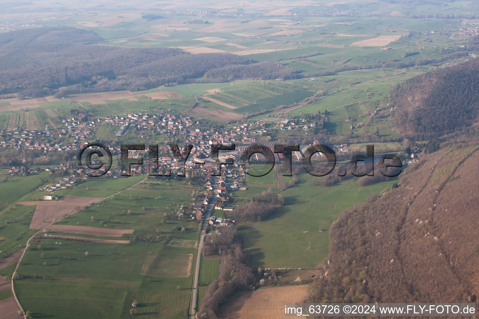 Oberbronn in the state Bas-Rhin, France from the plane