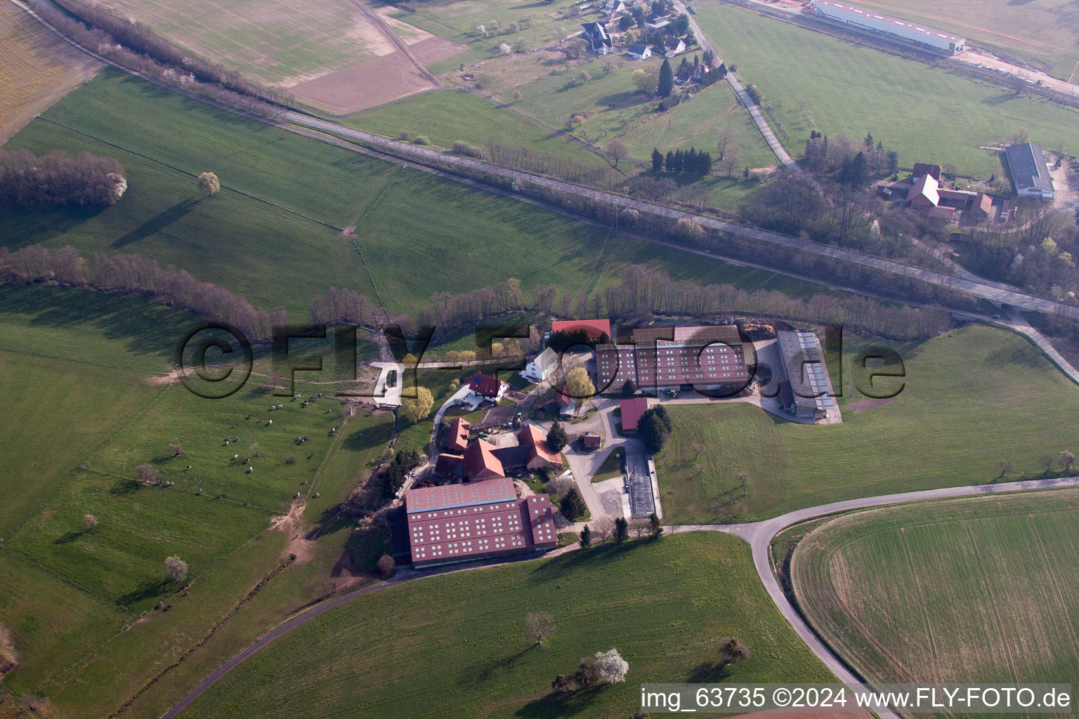 Gumbrechtshoffen in the state Bas-Rhin, France from above