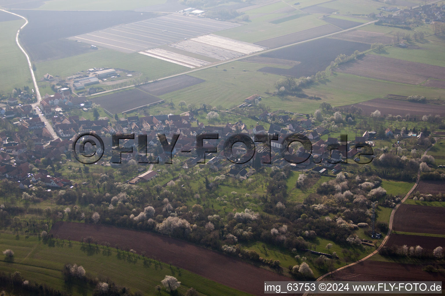 Drone recording of Morsbronn-les-Bains in the state Bas-Rhin, France