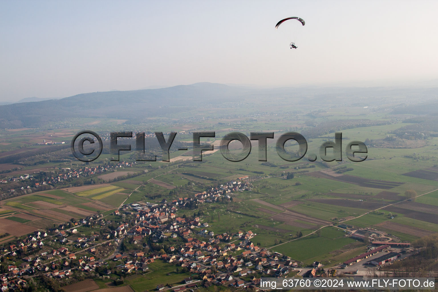 Gunstett in the state Bas-Rhin, France from above