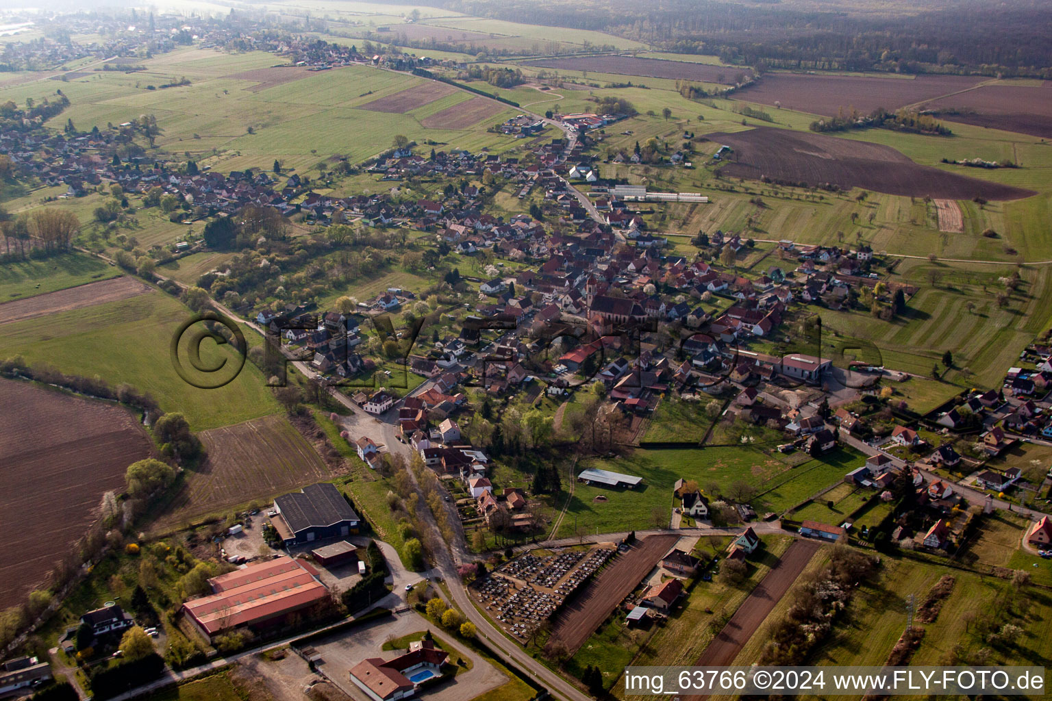 Oblique view of Durrenbach in the state Bas-Rhin, France