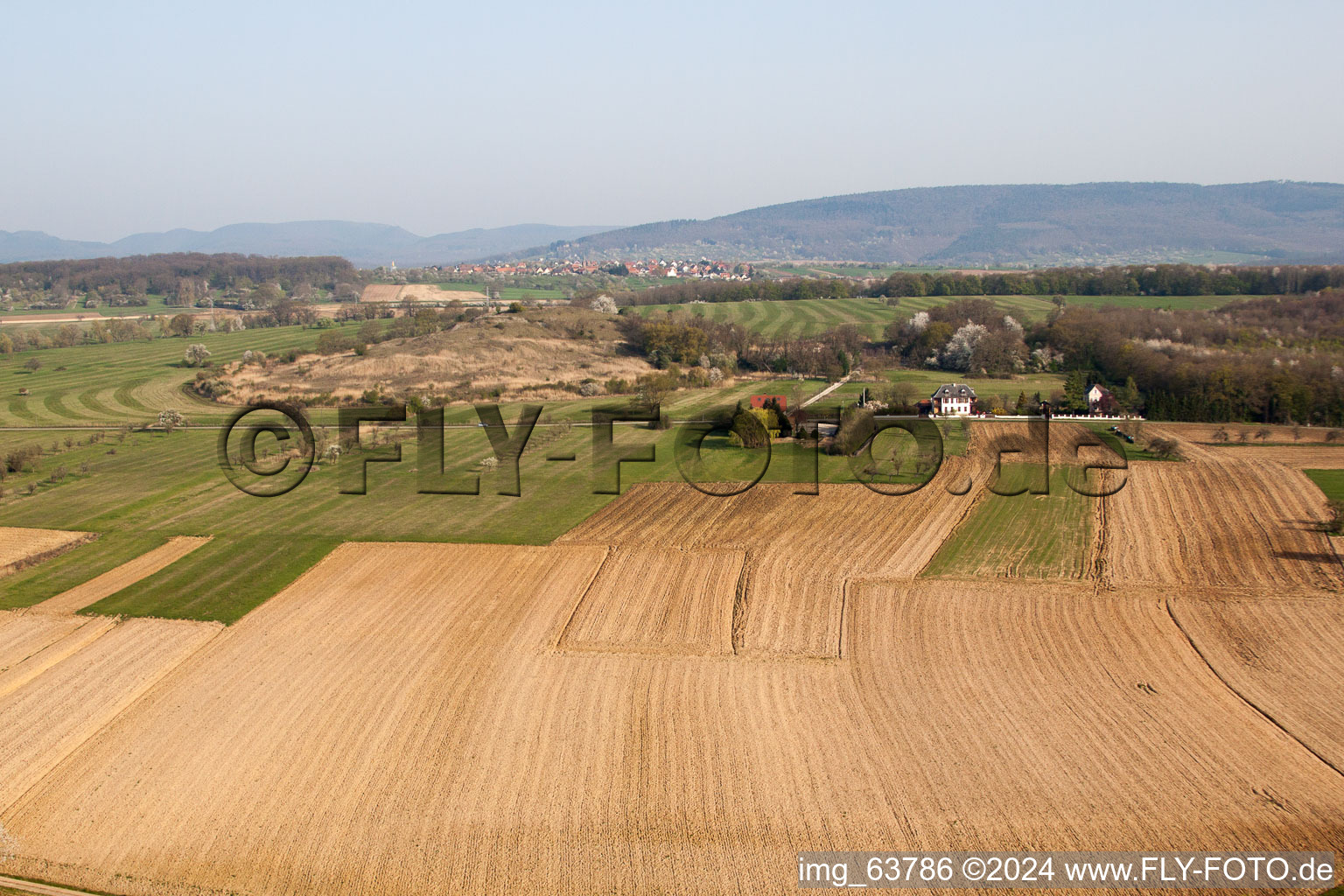 Aerial view of Gunstett in Gunstett in the state Bas-Rhin, France