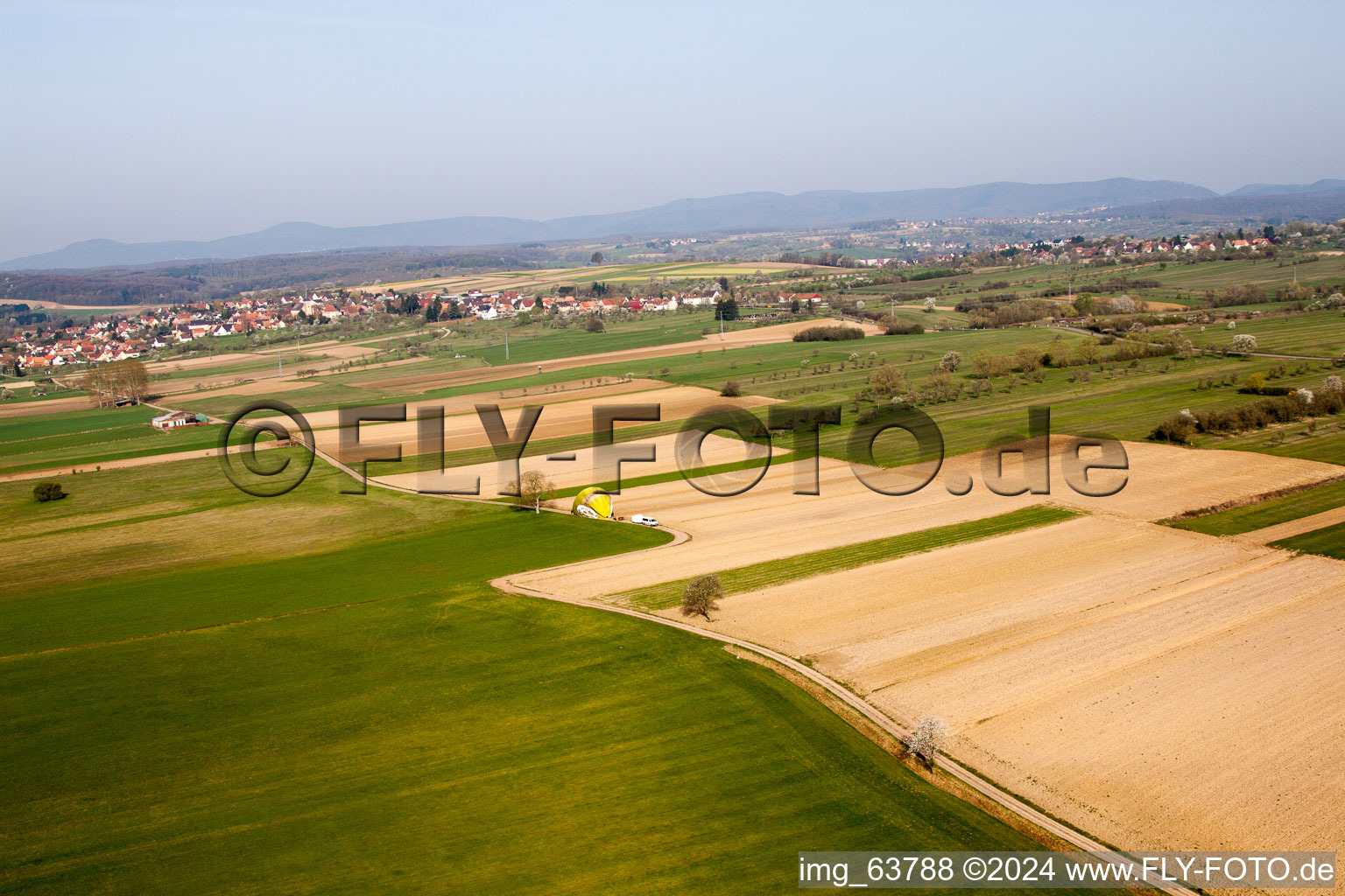 Drone image of Gunstett in the state Bas-Rhin, France