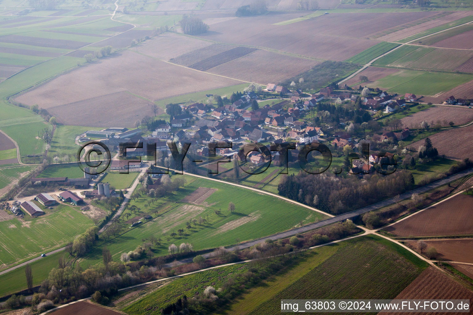 Soultz-sous-Forêts in the state Bas-Rhin, France from the plane