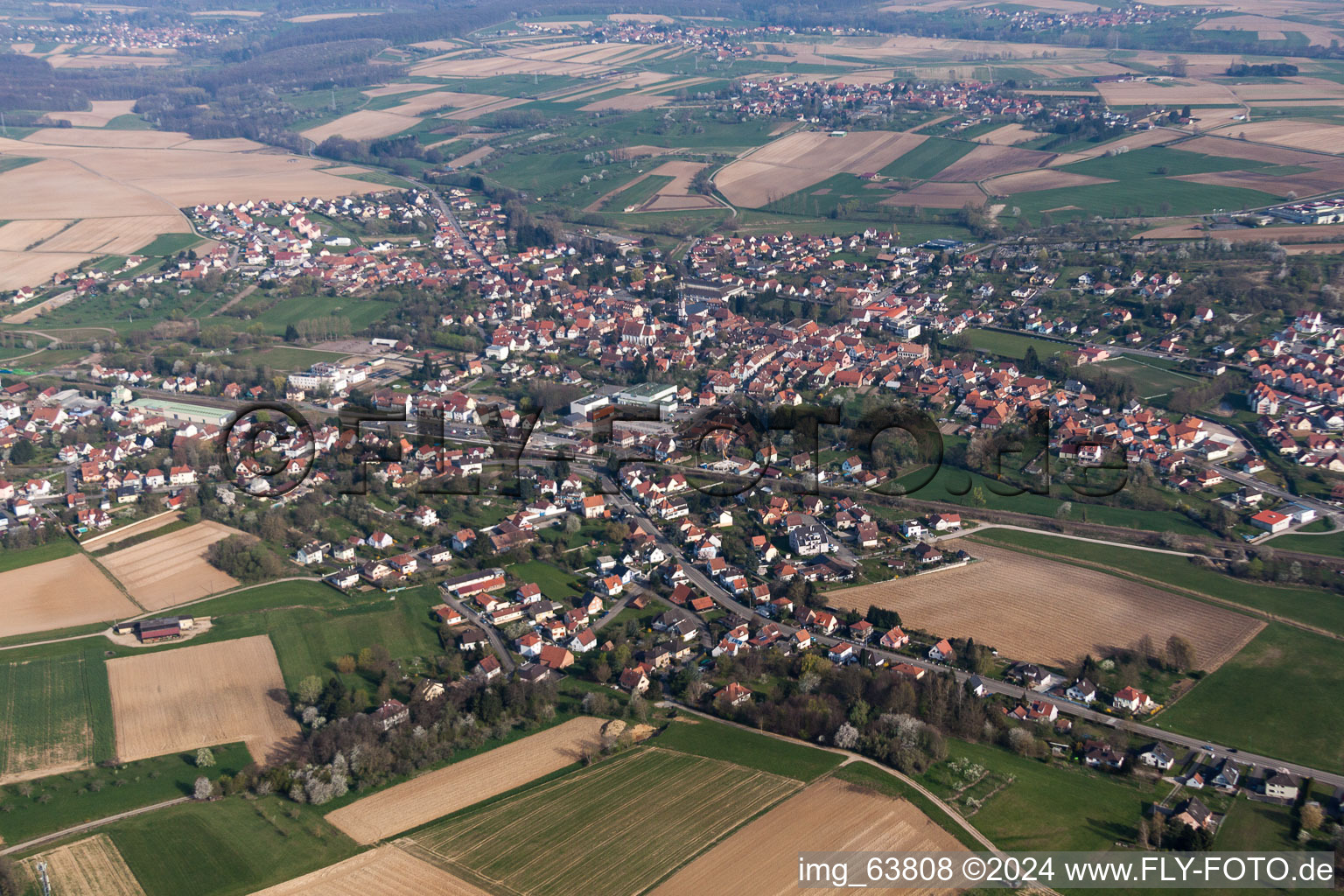 Drone recording of Reimerswiller in the state Bas-Rhin, France