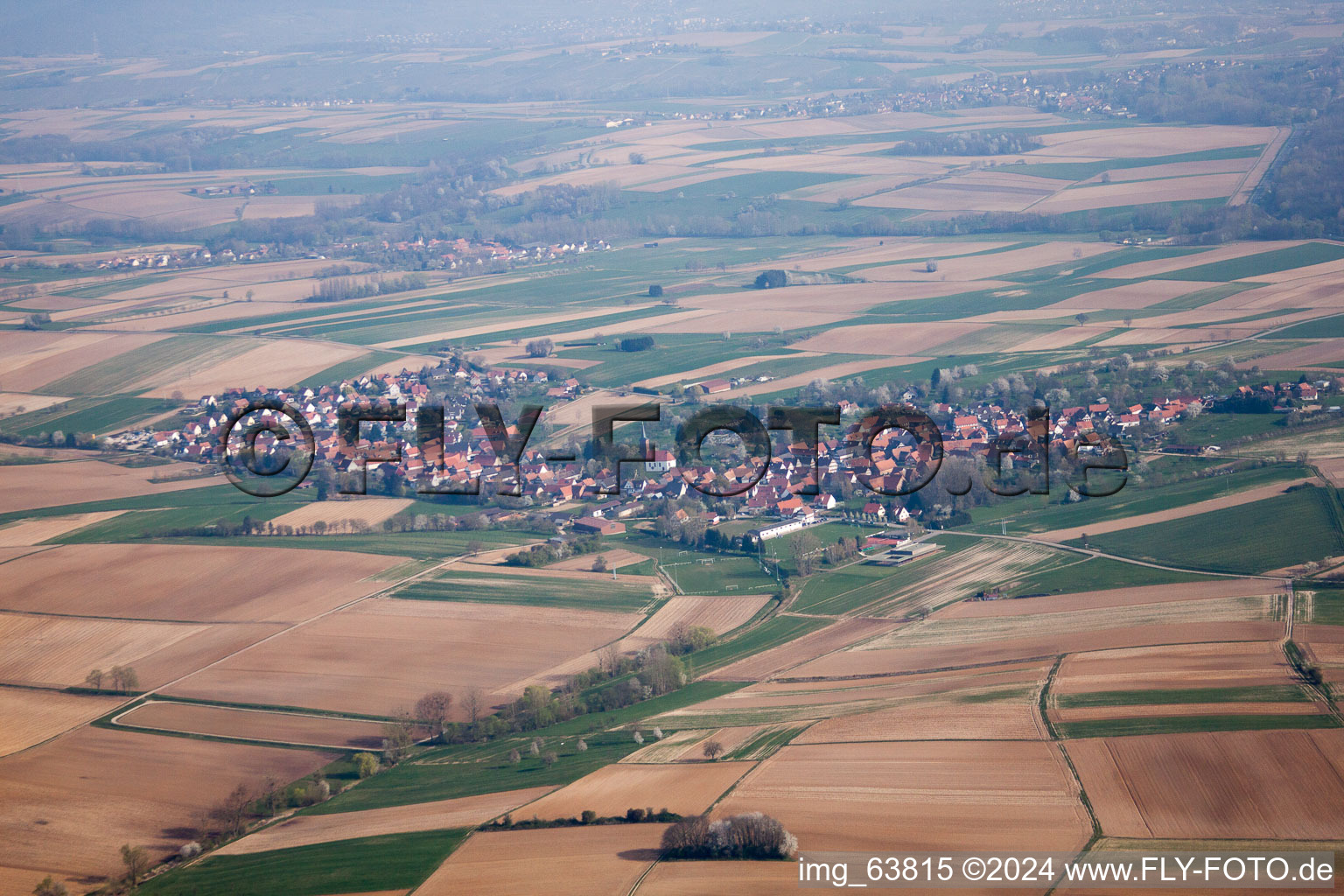 Hoffen in the state Bas-Rhin, France from above