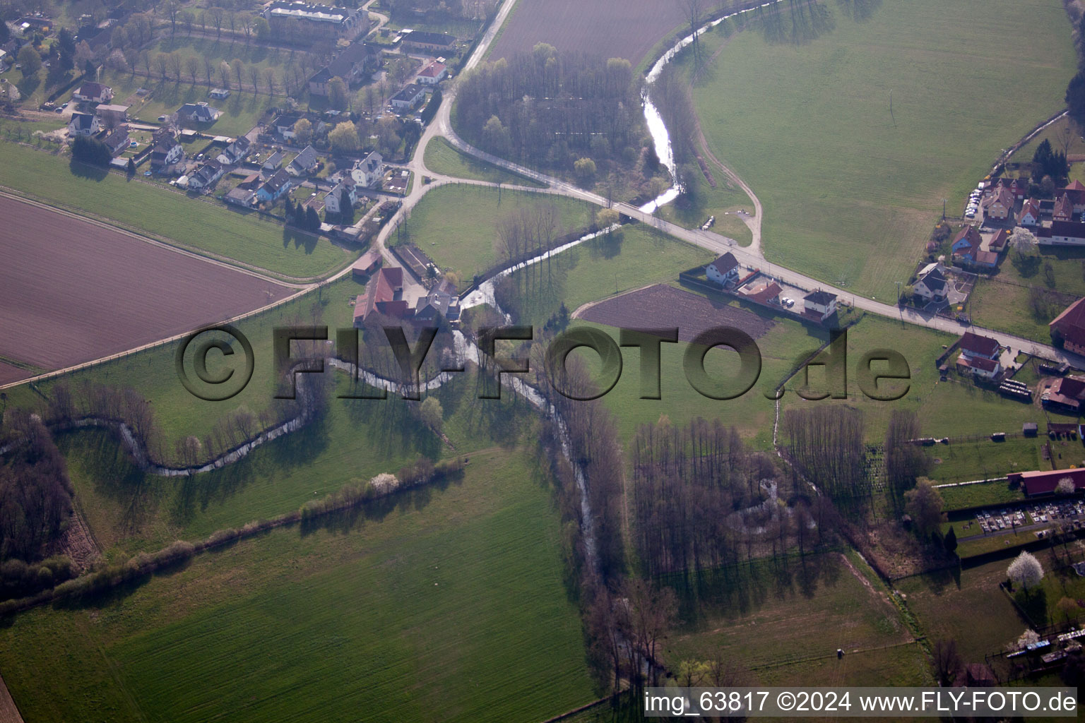 Hoffen in the state Bas-Rhin, France seen from above