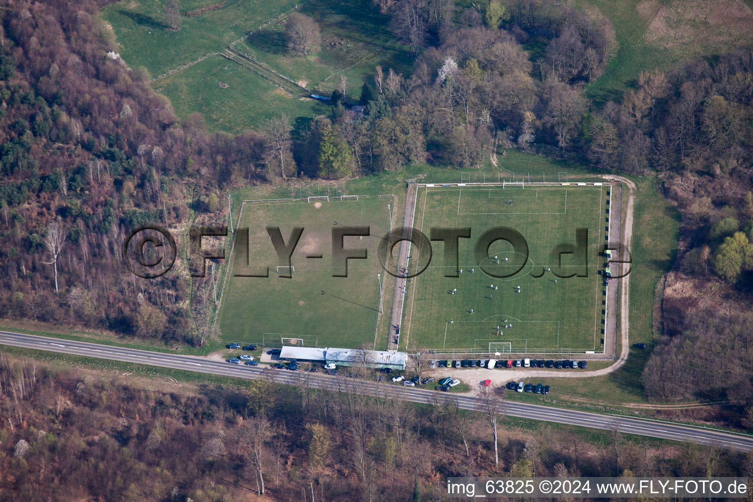 Bird's eye view of Scheibenhardt in the state Rhineland-Palatinate, Germany