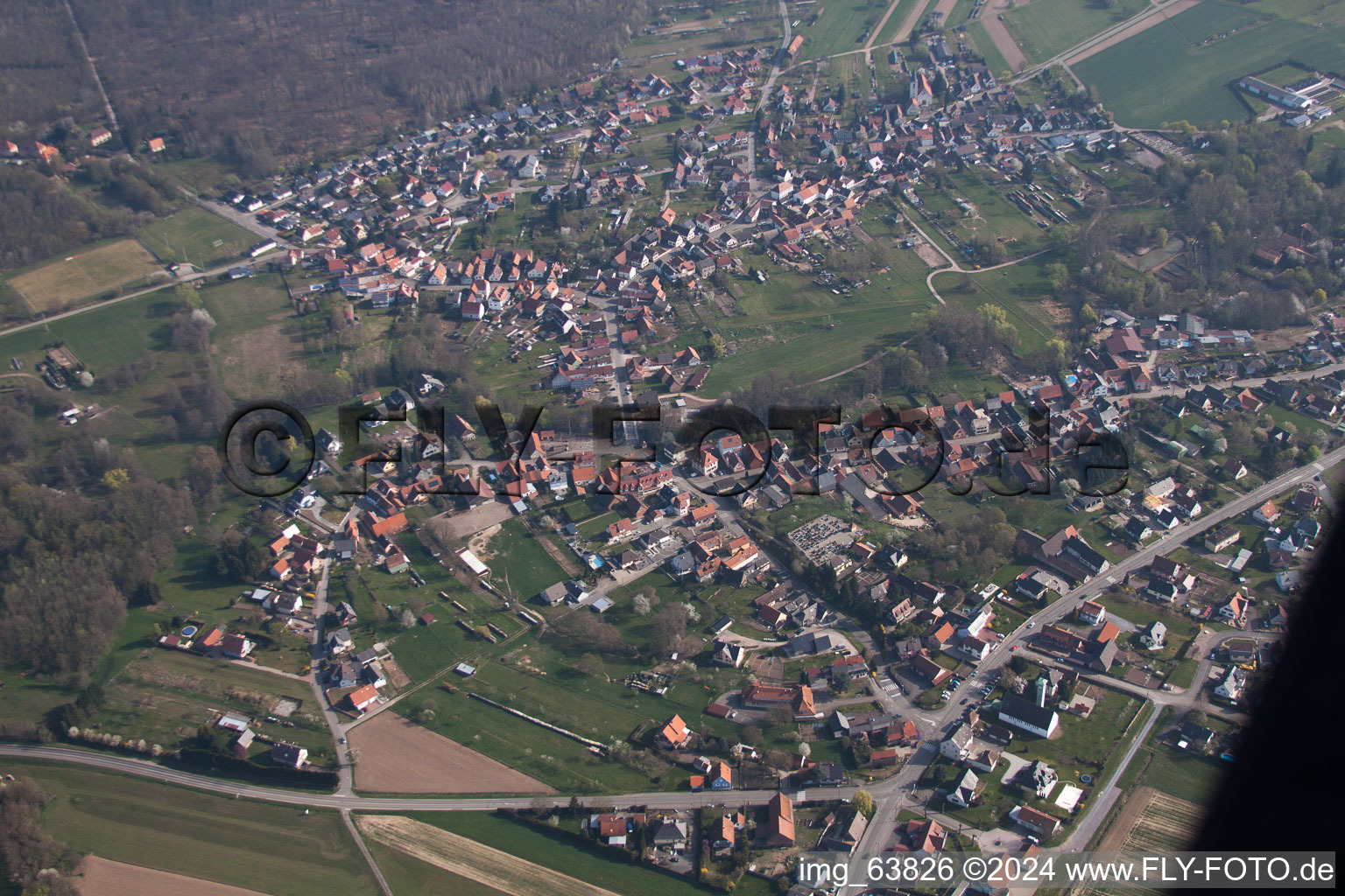 Scheibenhardt in the state Rhineland-Palatinate, Germany viewn from the air